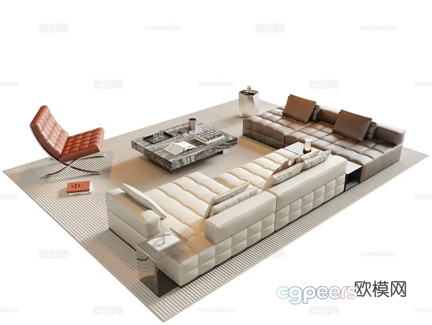 Italian sectional sofa 3d model
