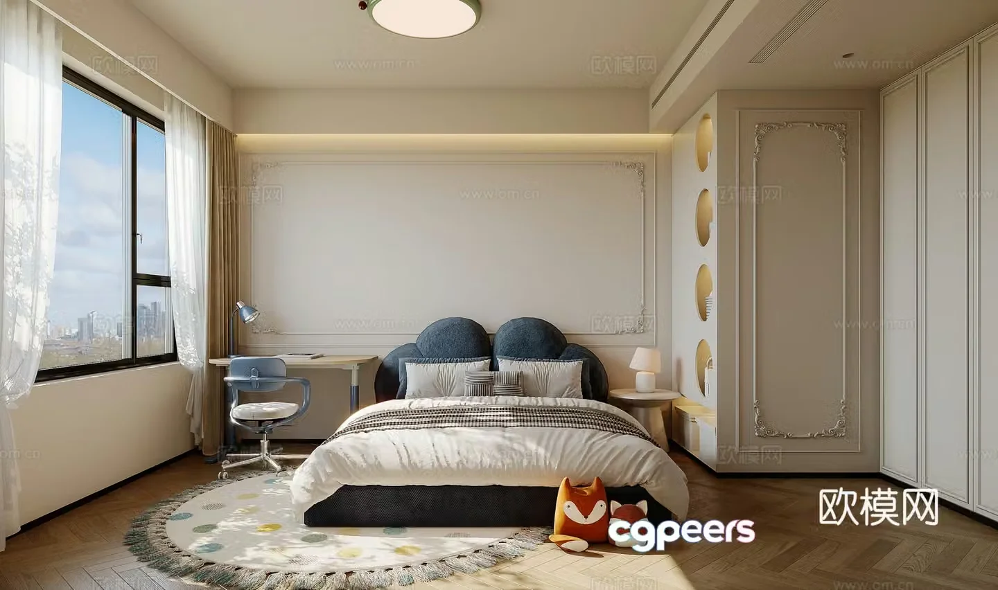 French minimalist universal children’s room Dopamine children’s room 3D model
