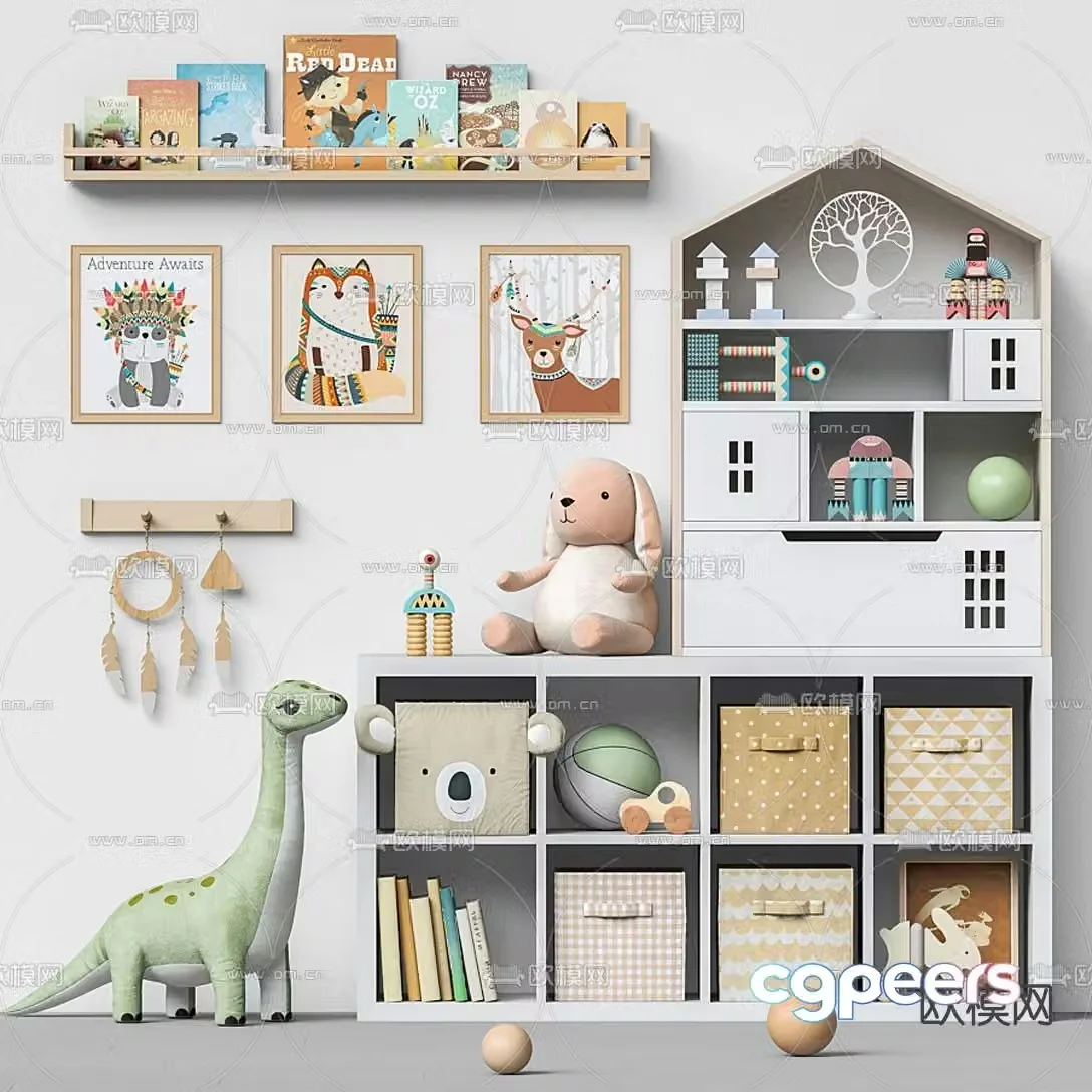 Modern children’s toy storage cabinet 3d model