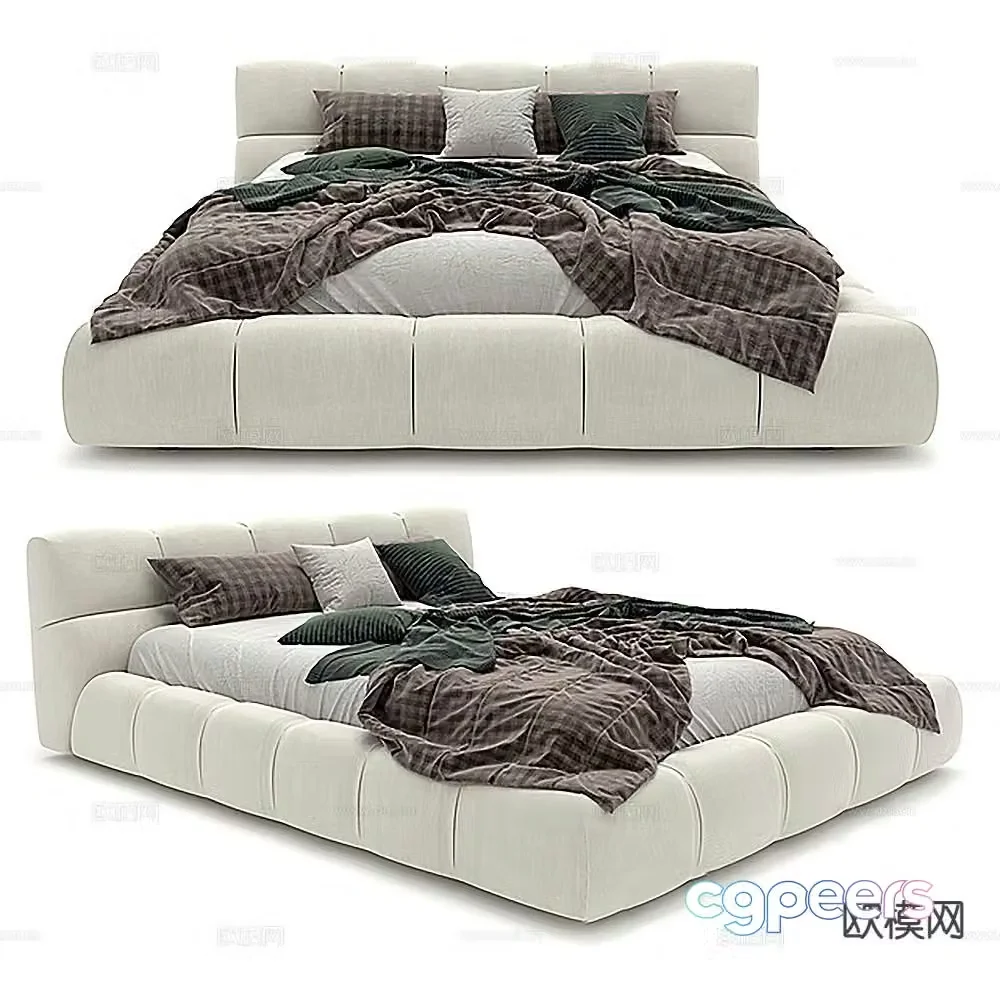 Modern double bed 3d model