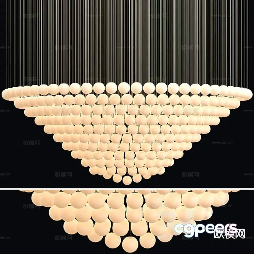 Simple European crystal chandelier 3d model