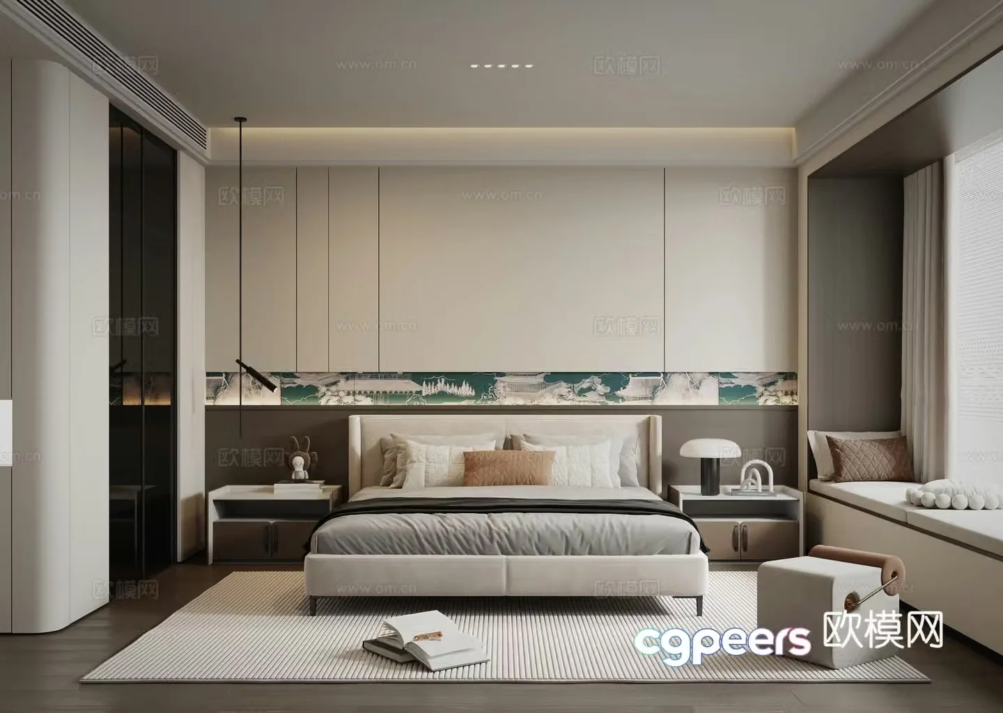 Modern minimalist home bedroom 3d model