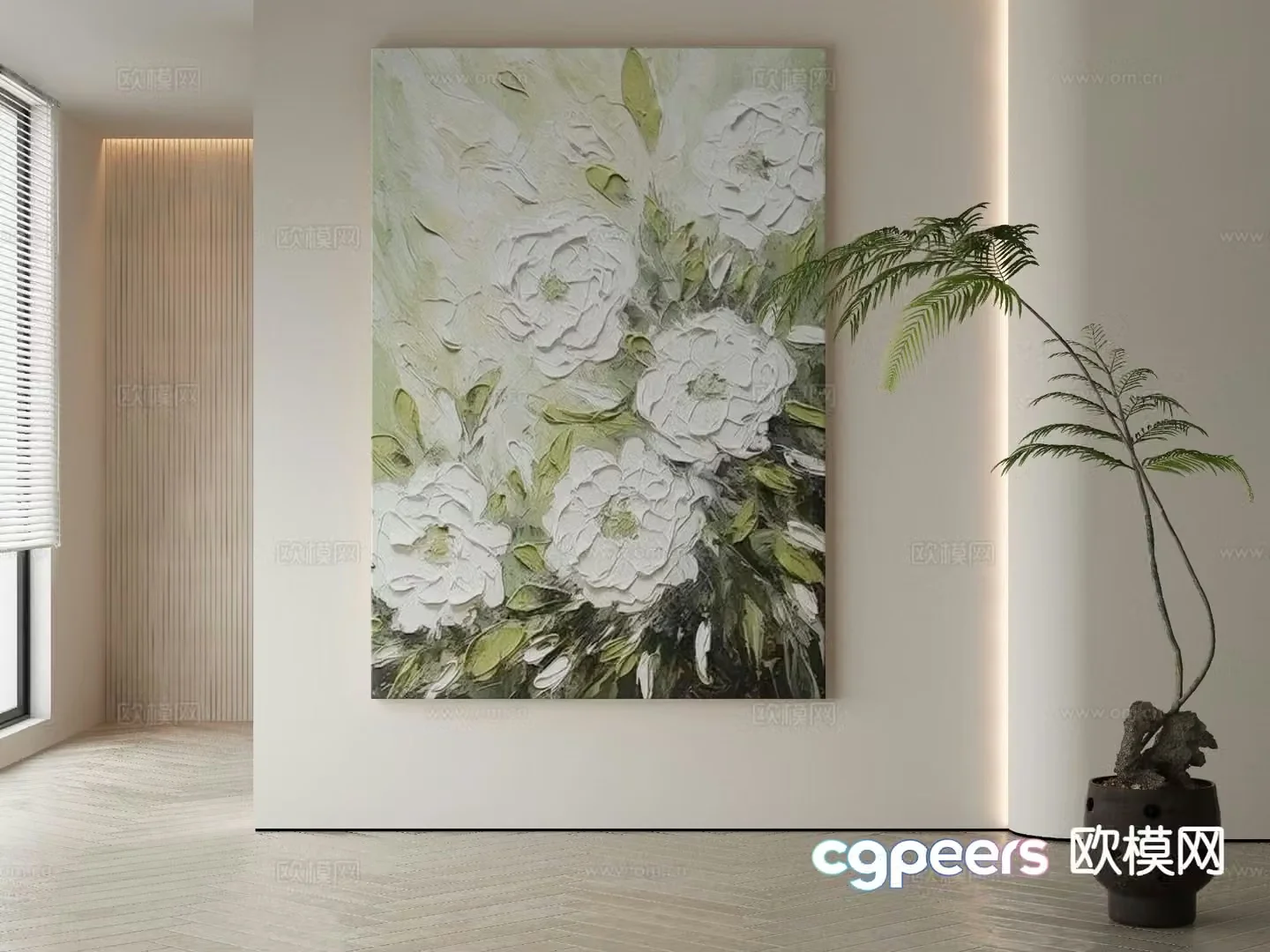 Decorative painting texture painting flower hanging painting 3d model