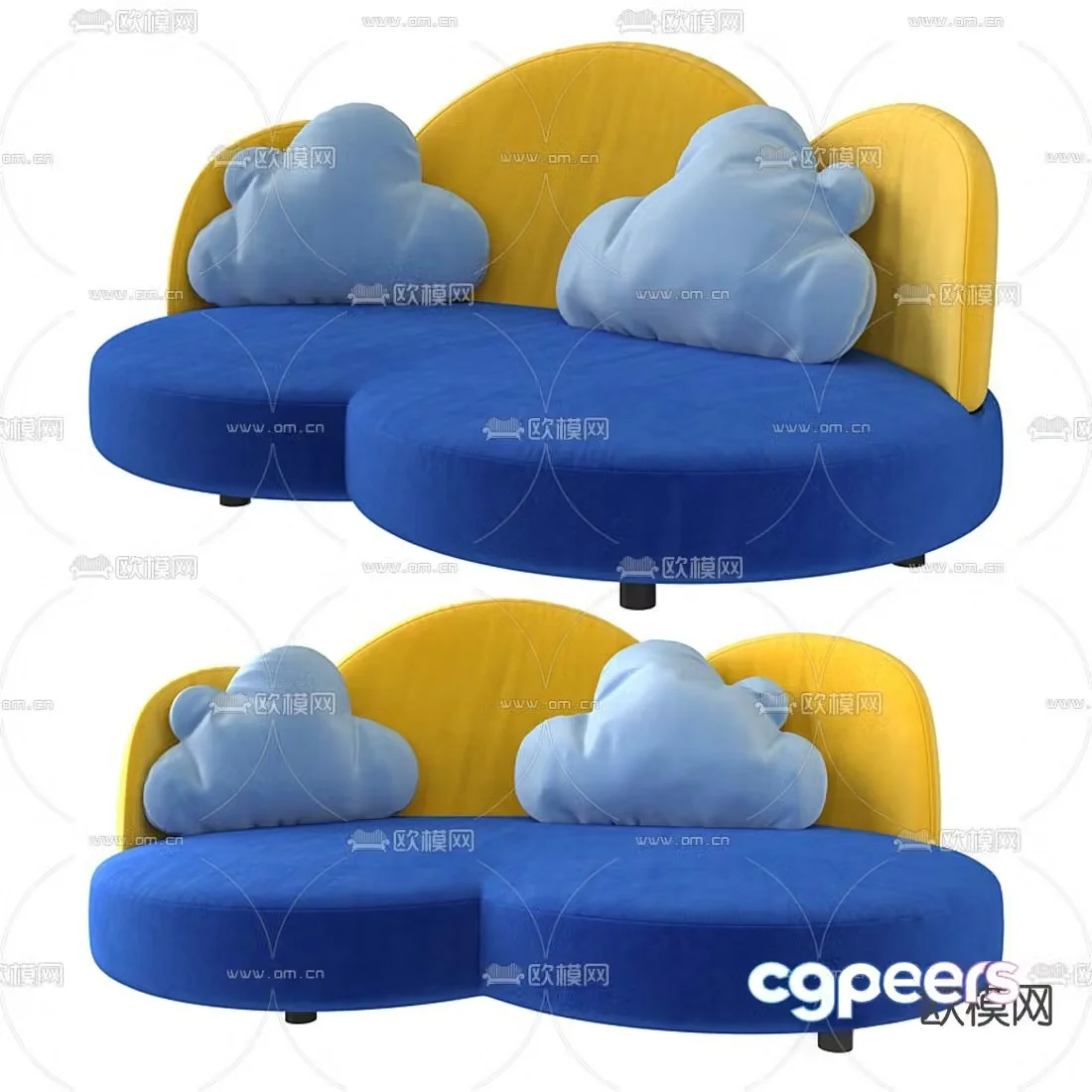 Modern fabric children’s sofa 3d model