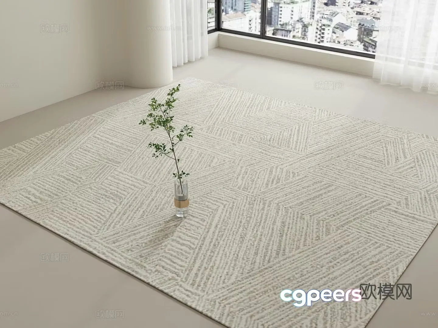 Modern carpet Cream style carpet Living room carpet Square carpet Bedroom carpet 3d model