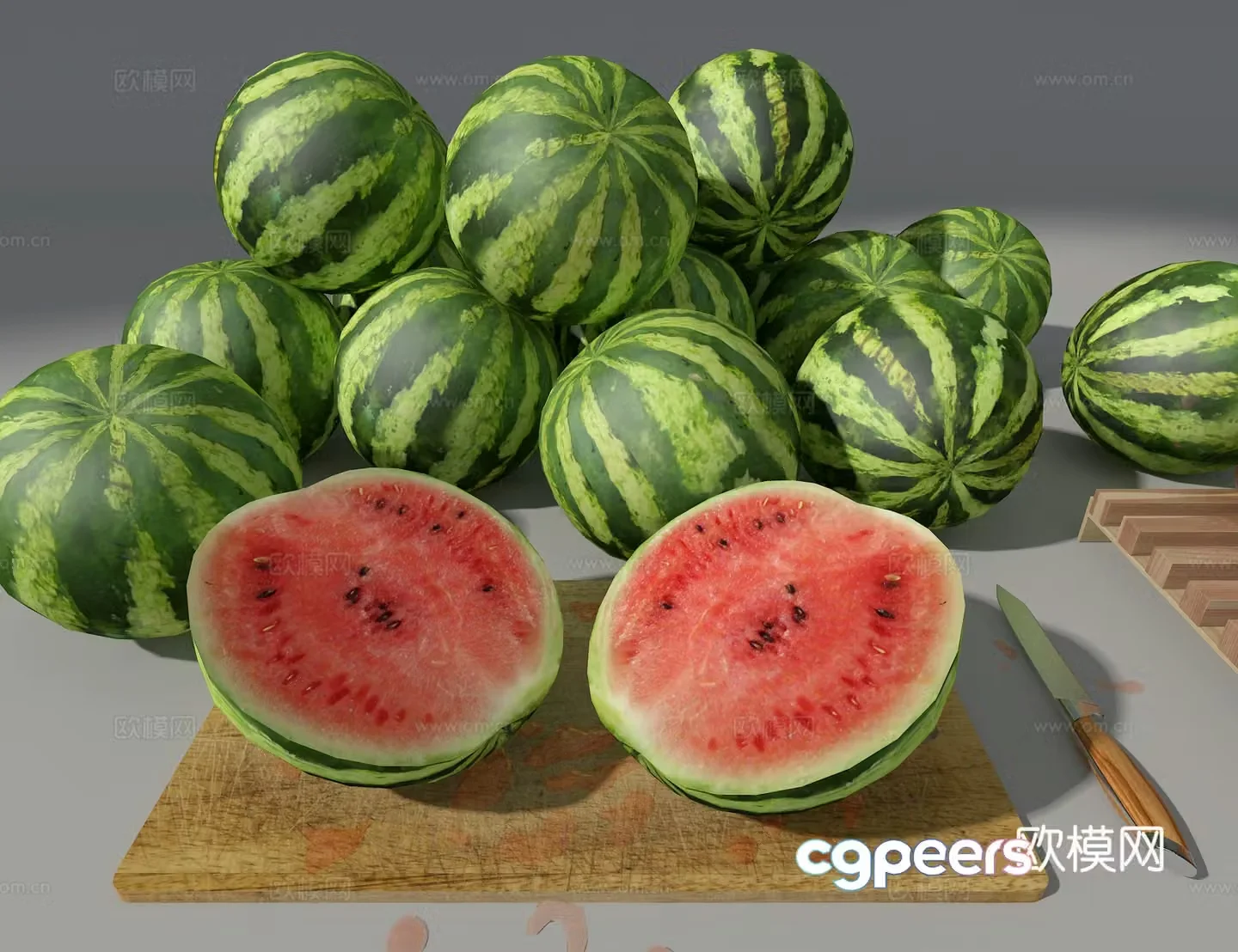 Cut a big watermelon 3D model