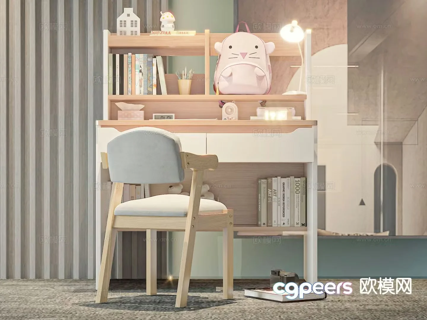 Children’s tables and chairs study table writing desk 3d model