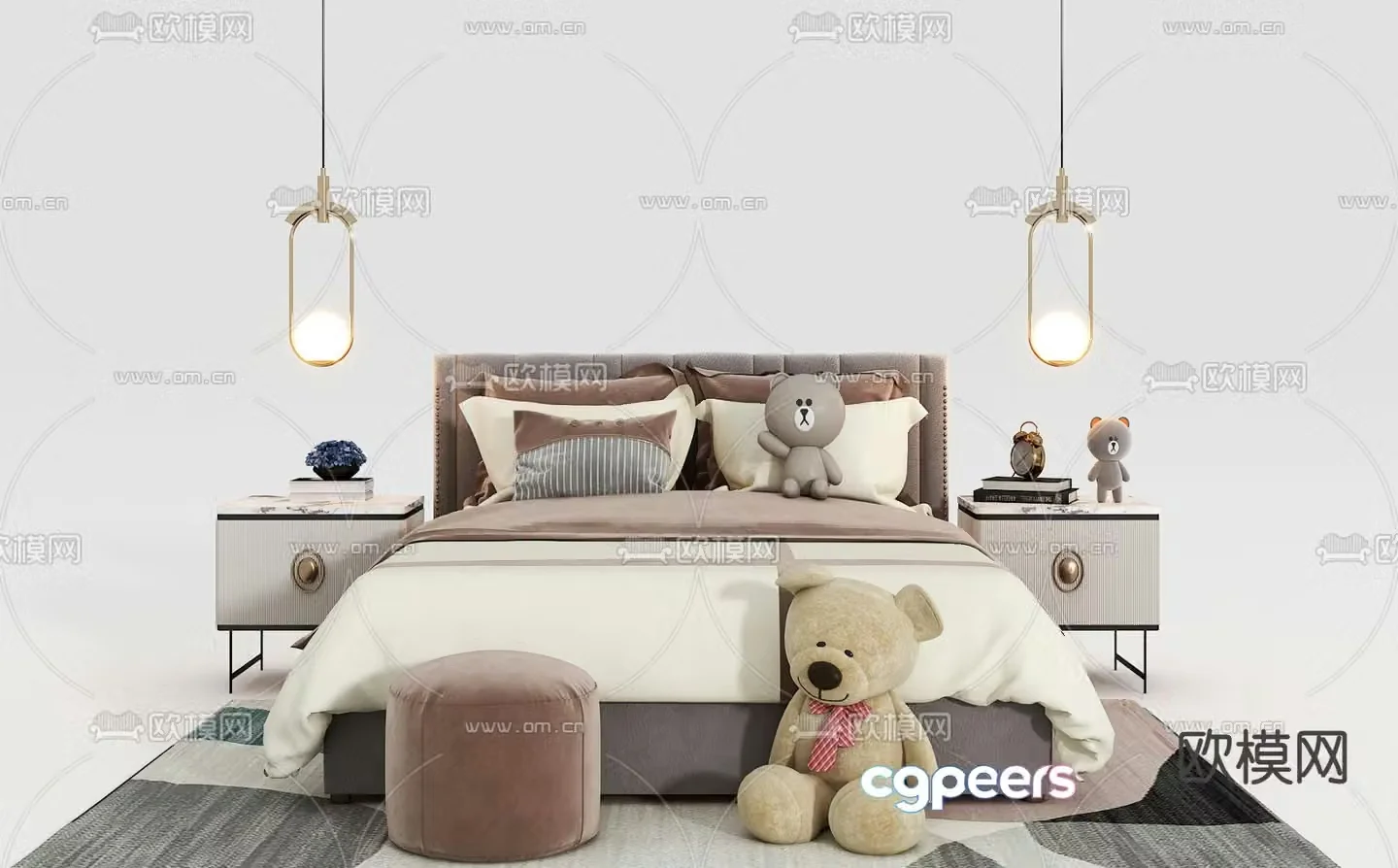 Modern children’s double bed 3d model