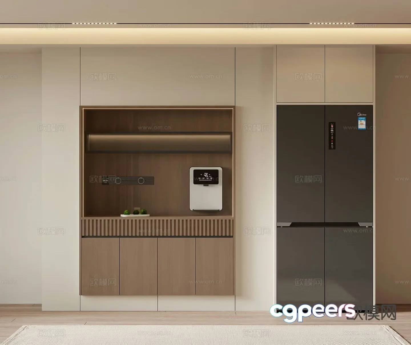 Modern sideboard refrigerator cabinet pipeline machine 3d model