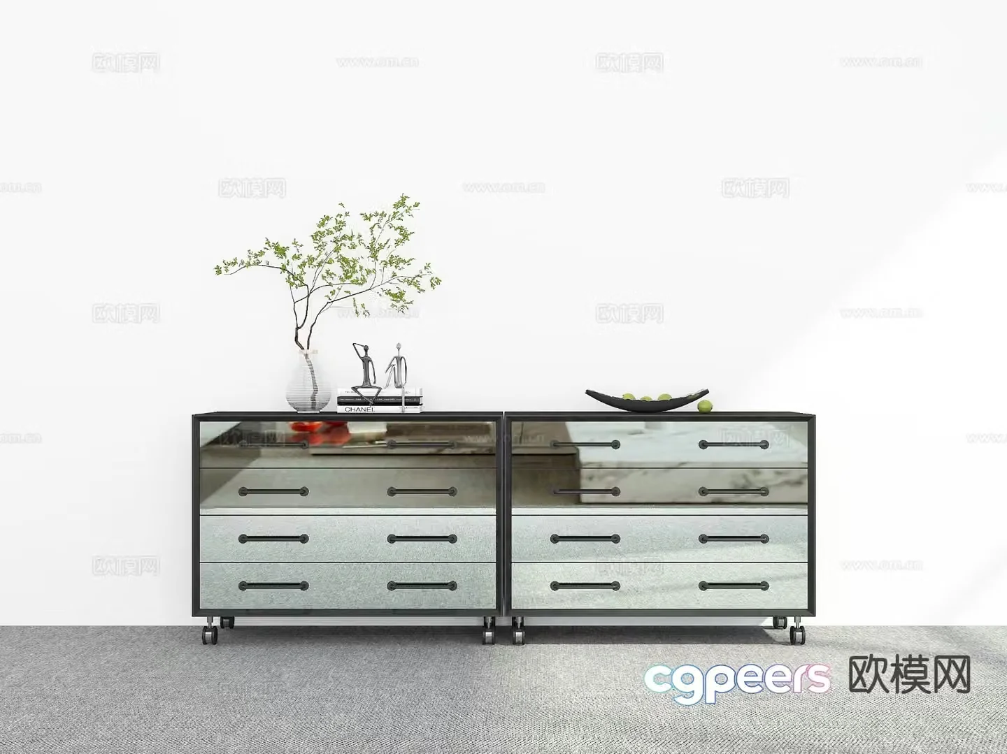 Modern chest of drawers side cabinet 3d model