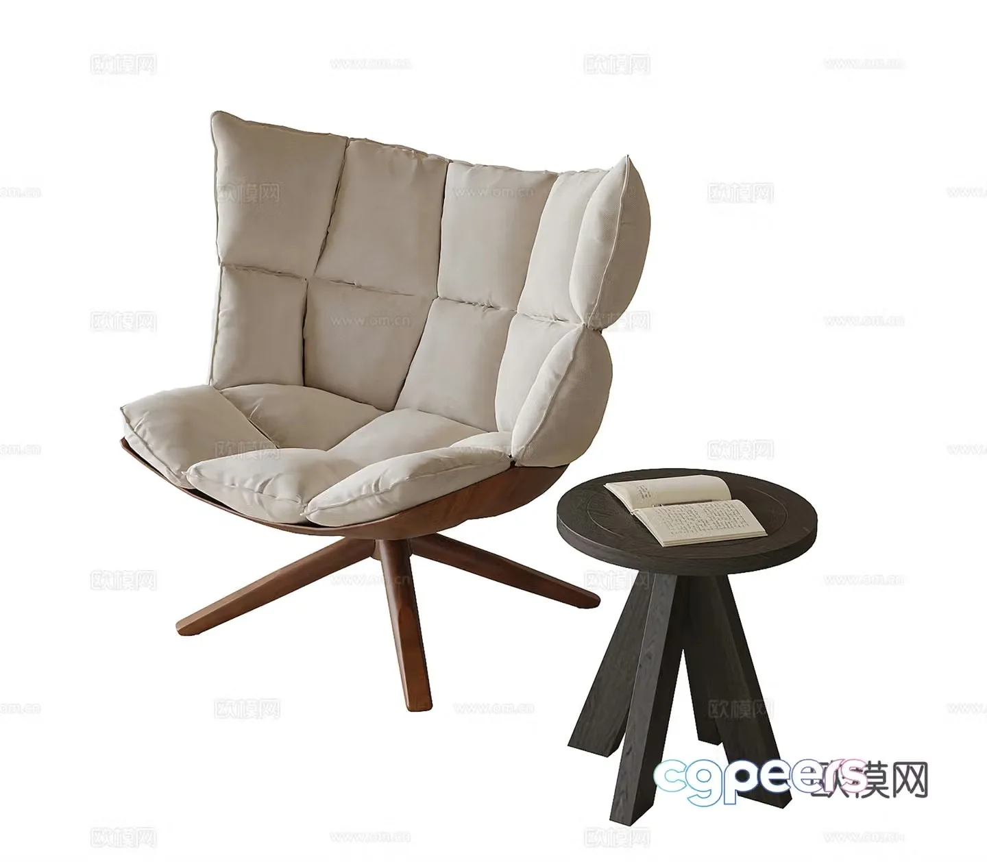 Modern leisure chair Single chair Side angle 3D model