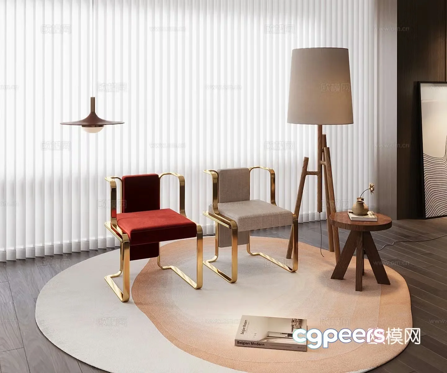 Light luxury single chair 3D model