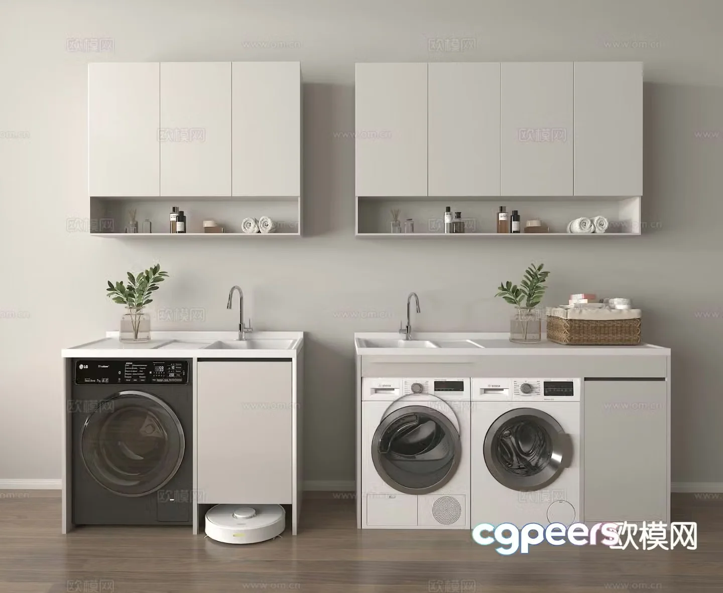 Modern washing machine cabinet balcony cabinet 3d model