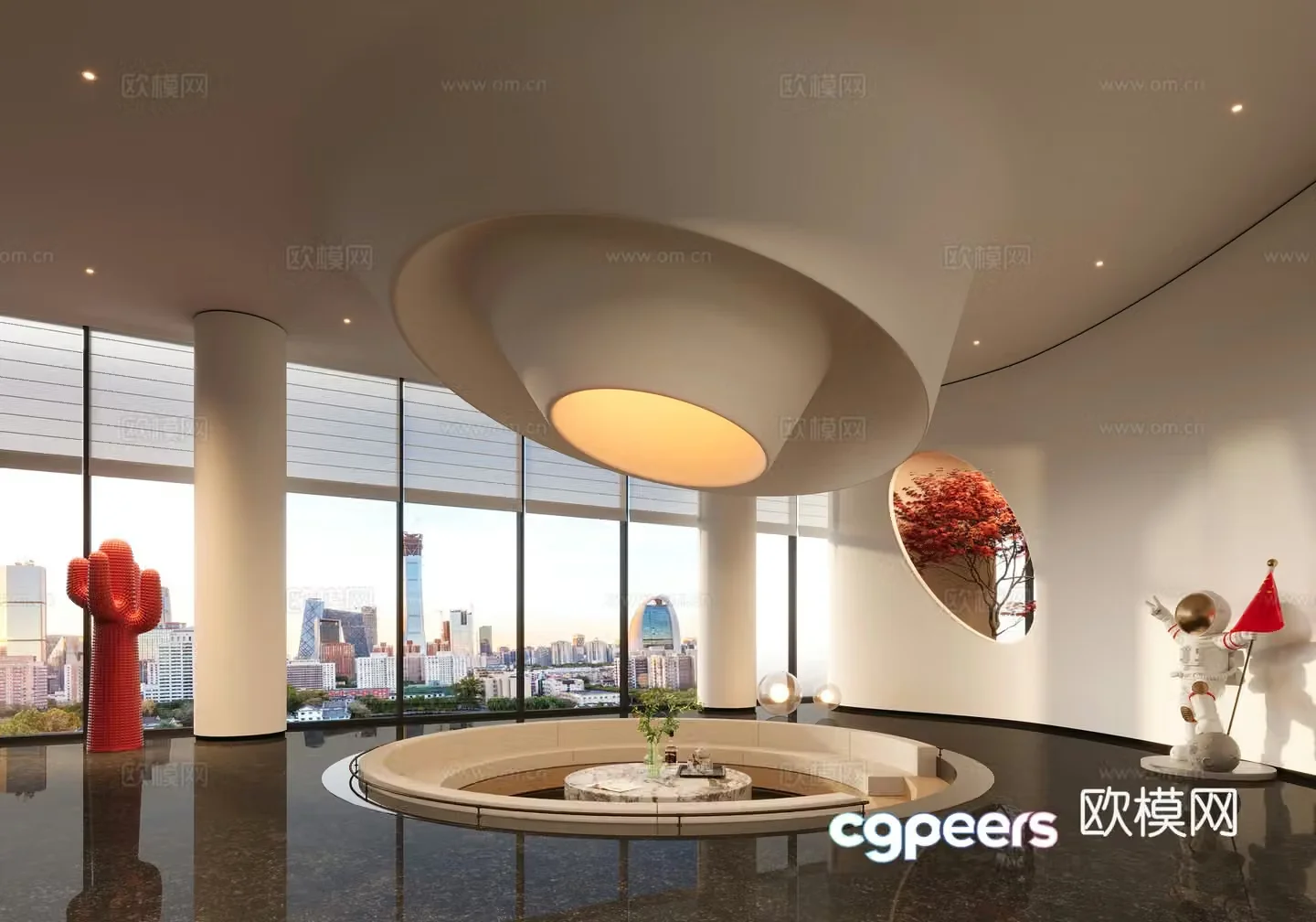 Modern hotel public seating area Lobby seating area Lobby leisure area Leisure area 3D model