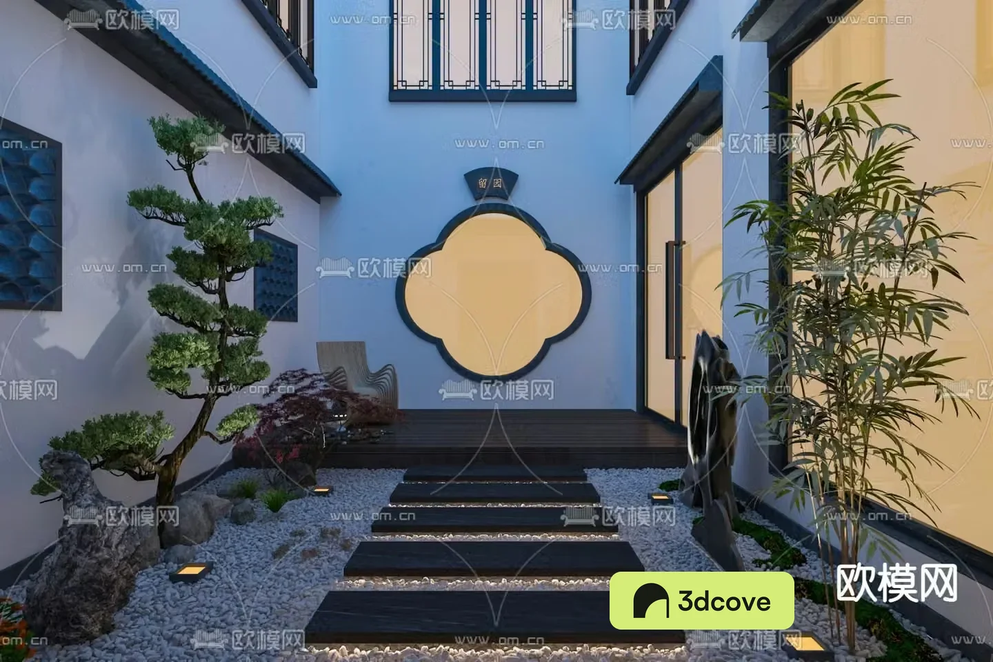 New Chinese style courtyard landscape scene