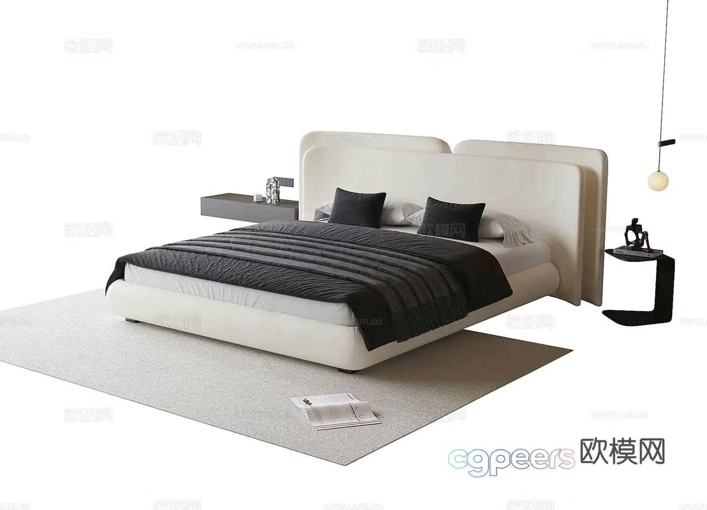 Modern double bed 3d model