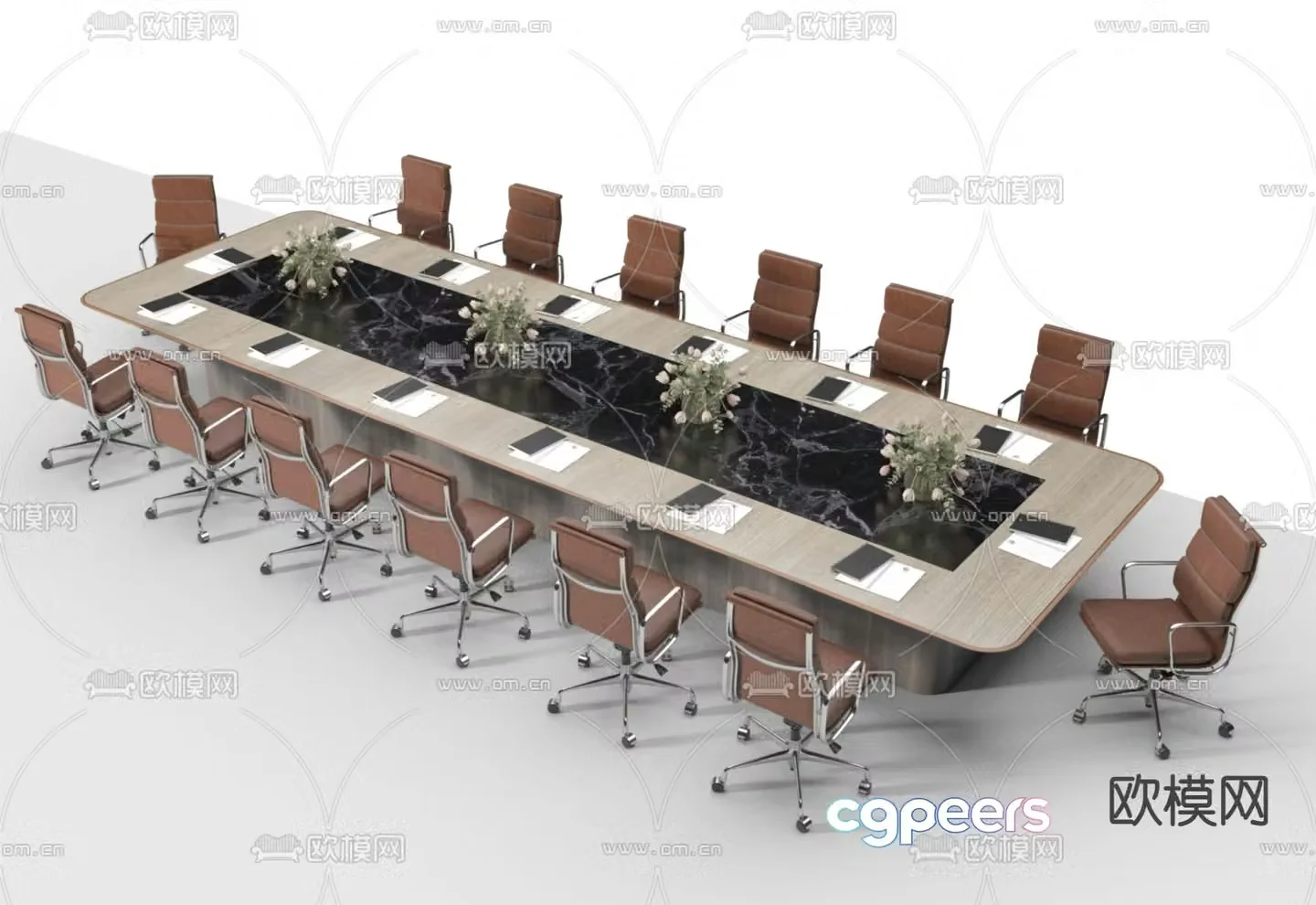 Modern conference table and chairs conference table 3d model