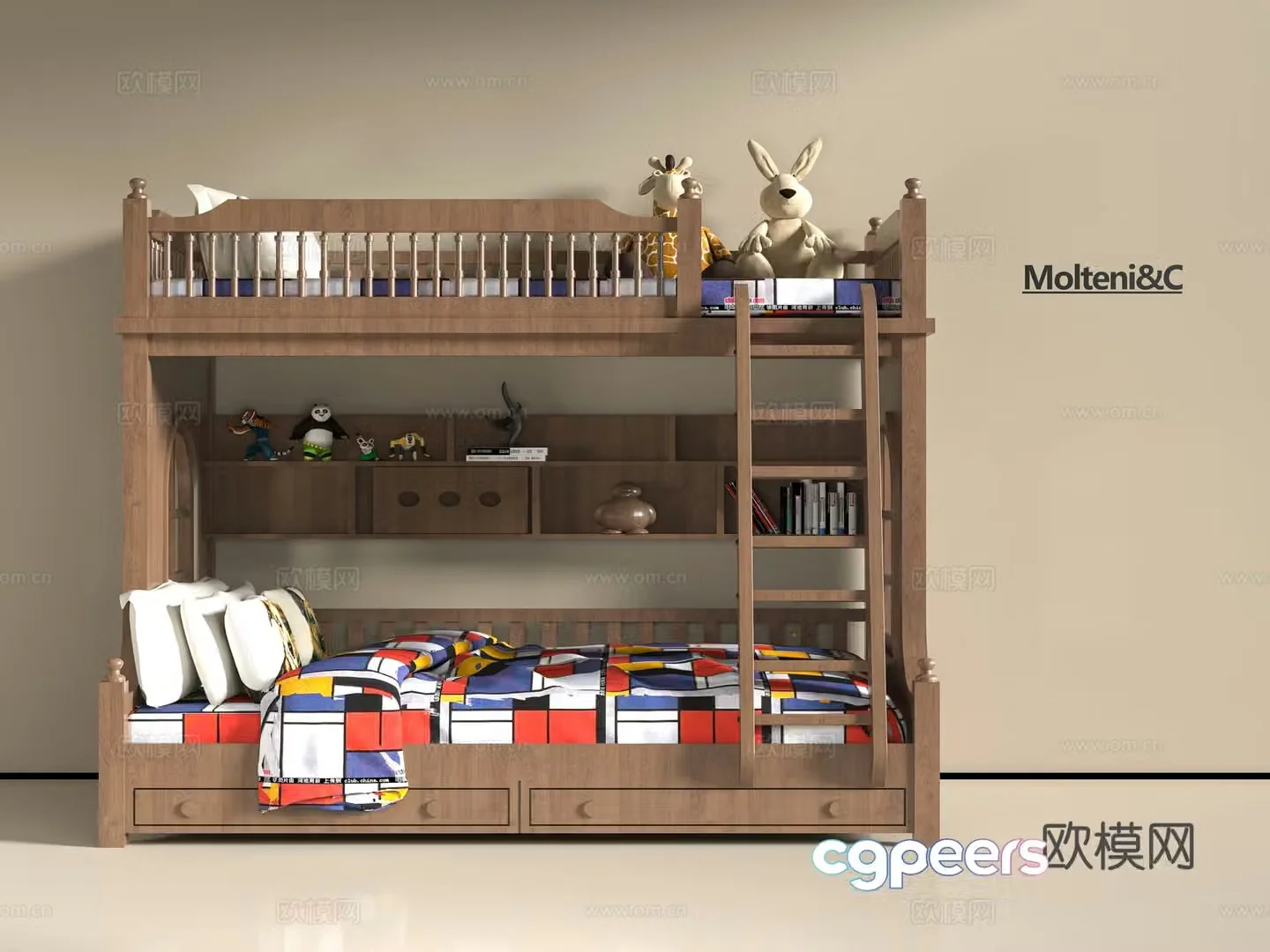 Modern solid wood 3D model