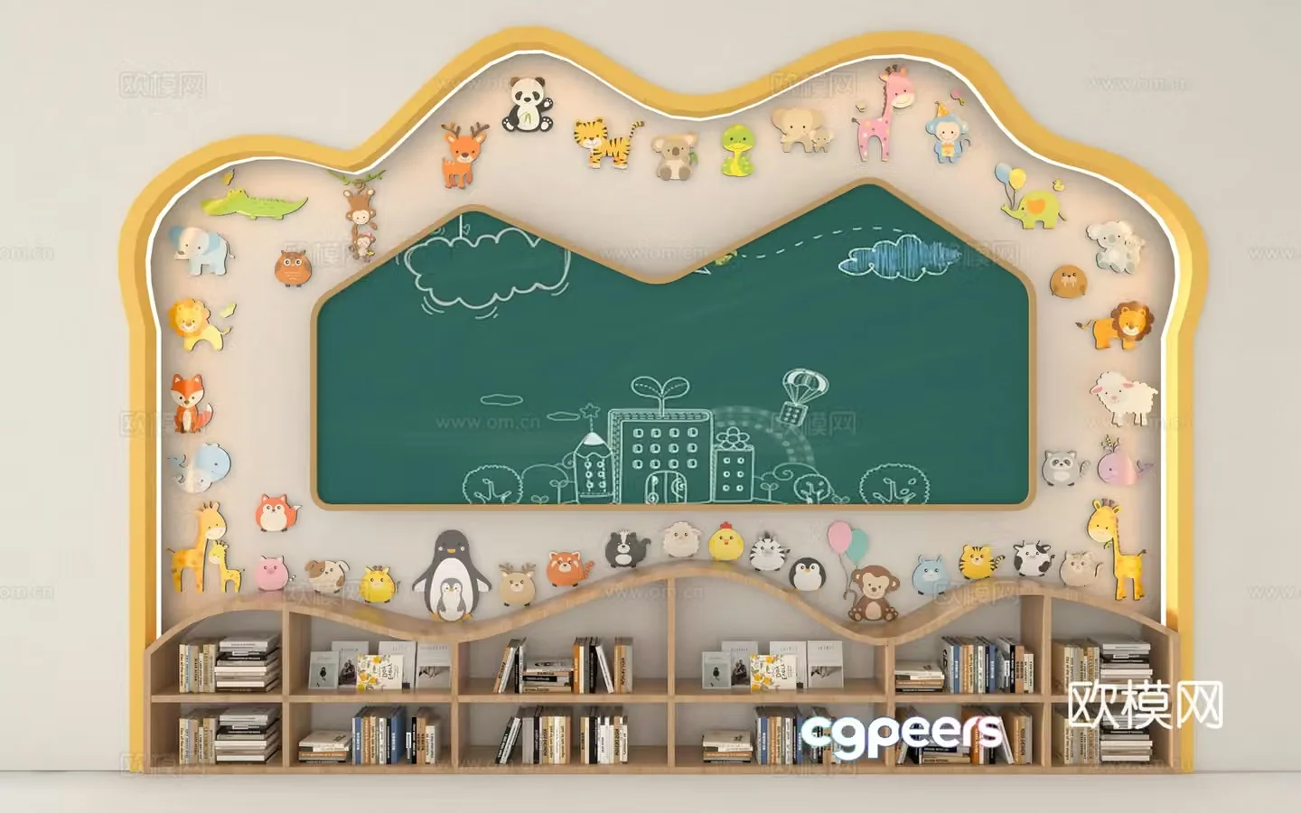 Kindergarten blackboard background wall children’s theme wall background wall 3d model