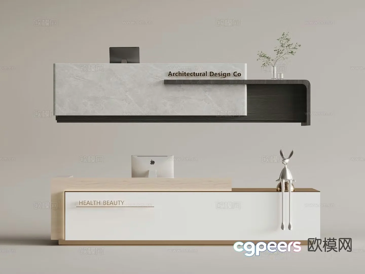 Modern company front desk service desk reception desk 3d model