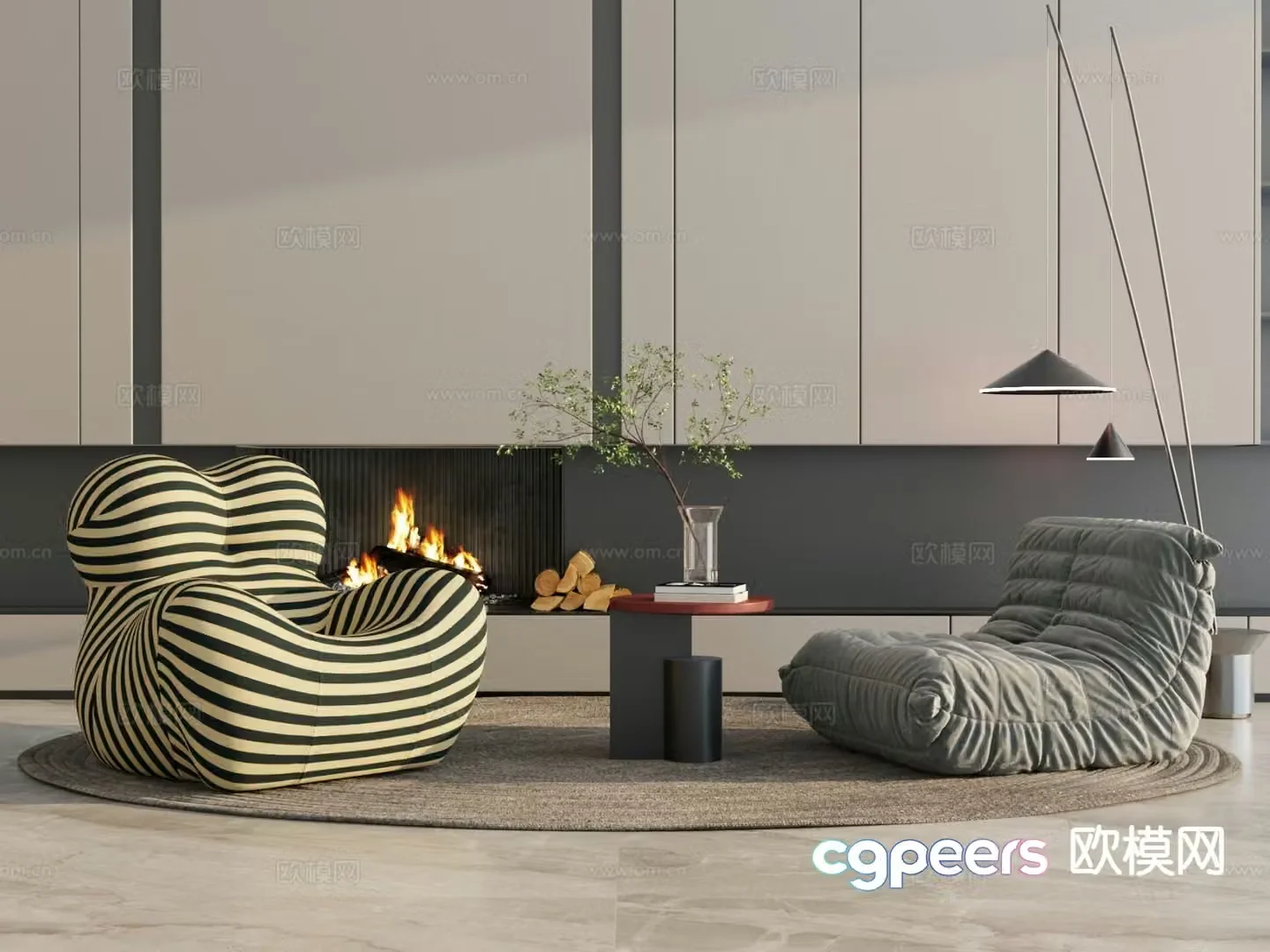 Modern beanbag sofa 3d model