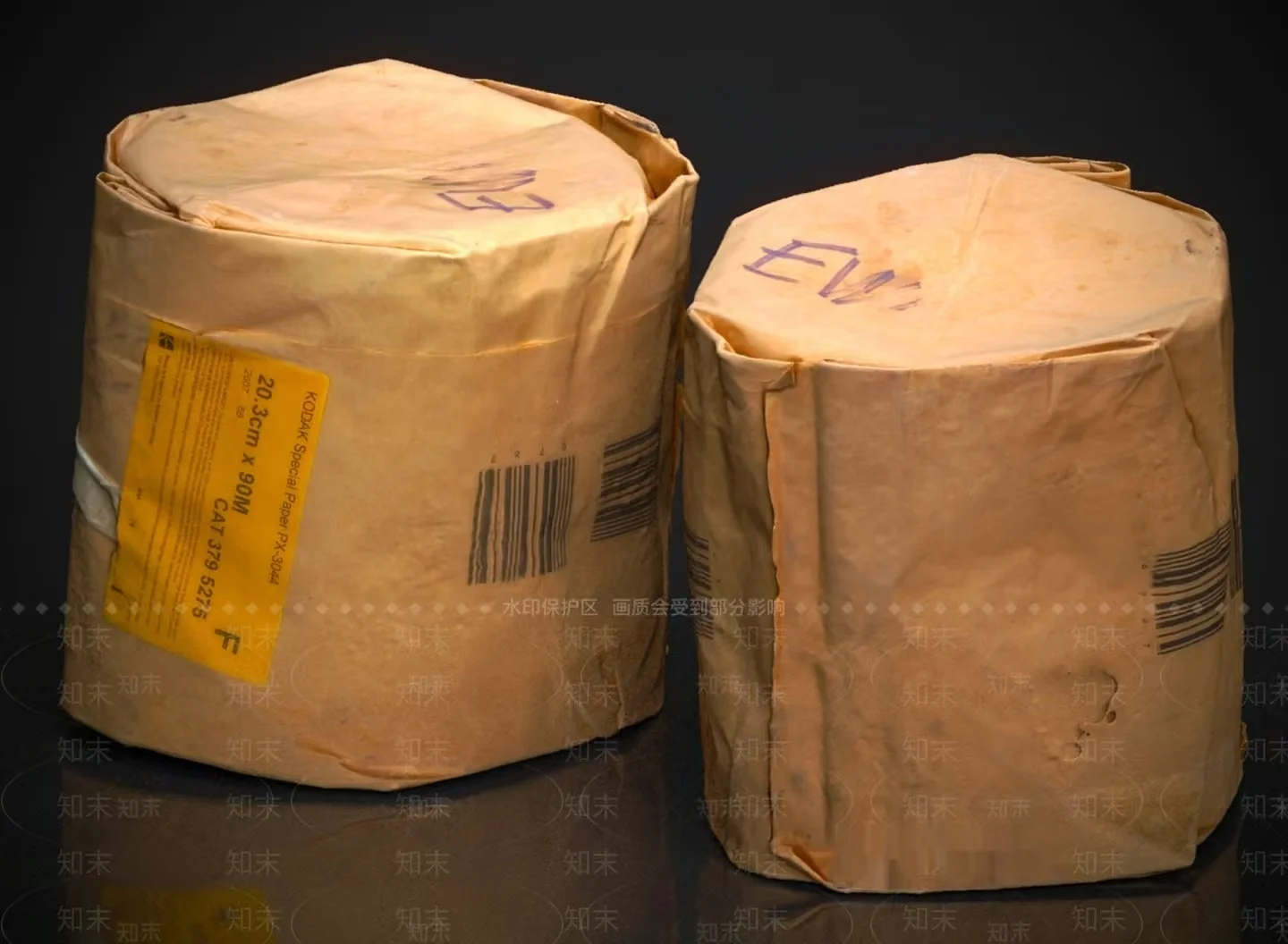 Two Brown Paper-Wrapped Items 3D Model – 6955 – CORONA Render