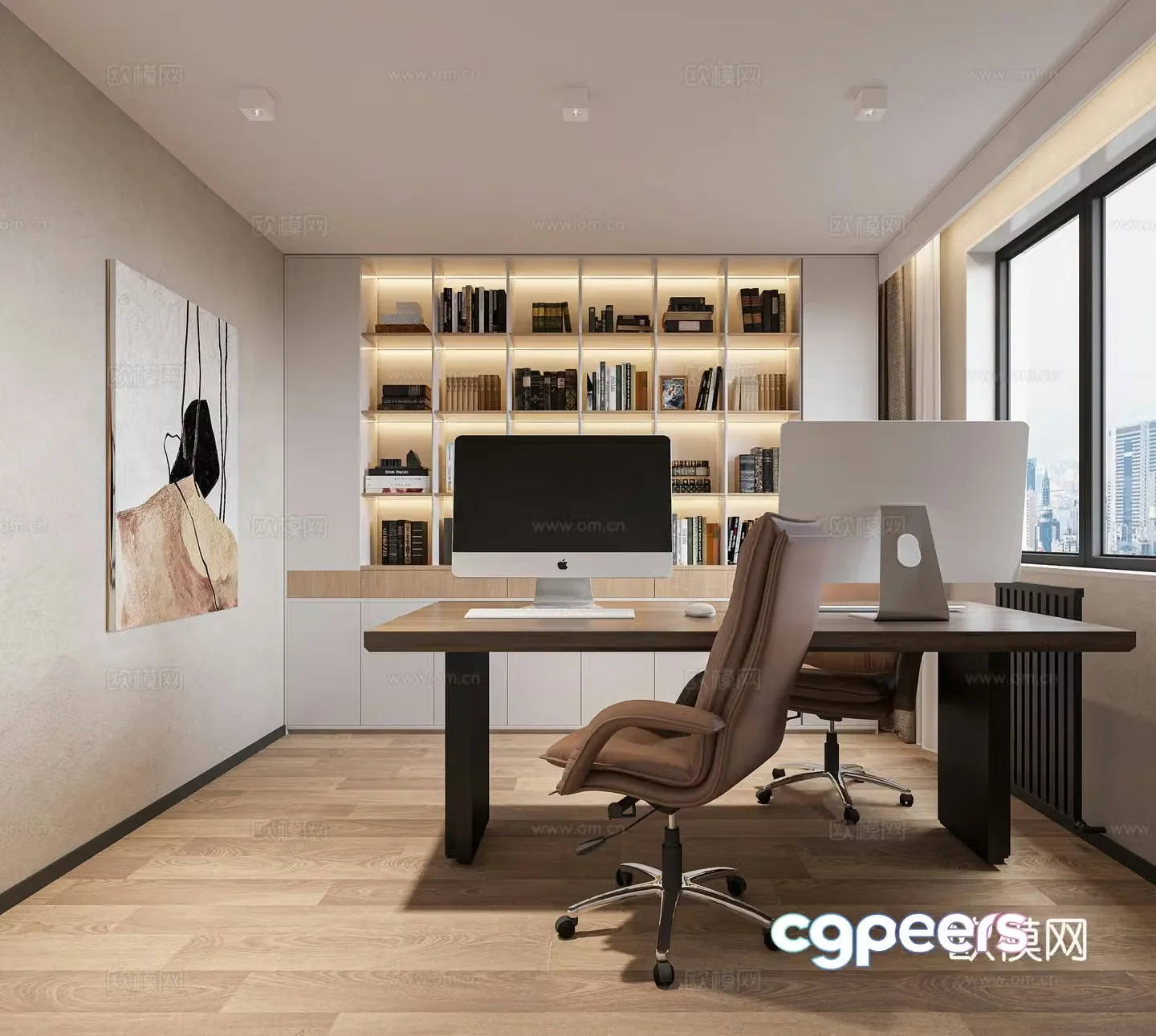 Modern study room 3d model