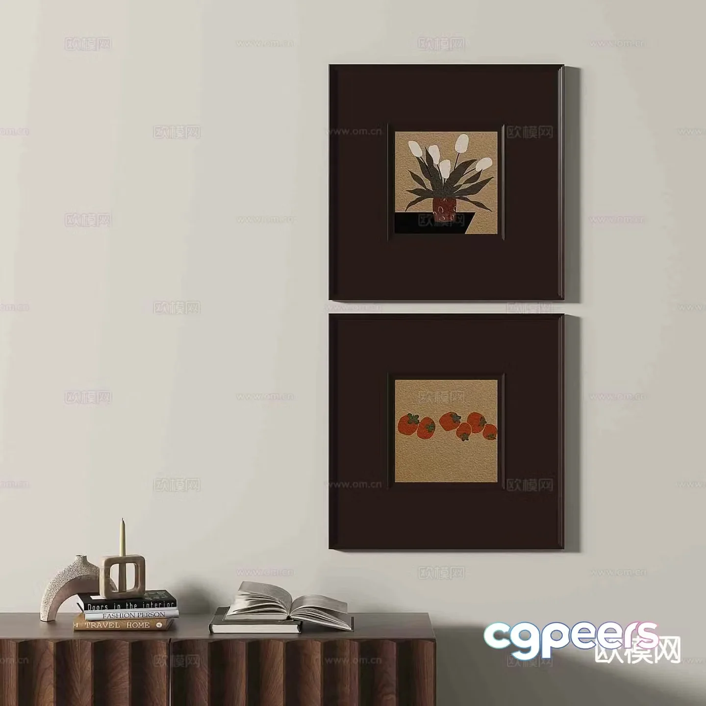 Wabi-sabi retro hanging painting art painting decorative painting 3D model