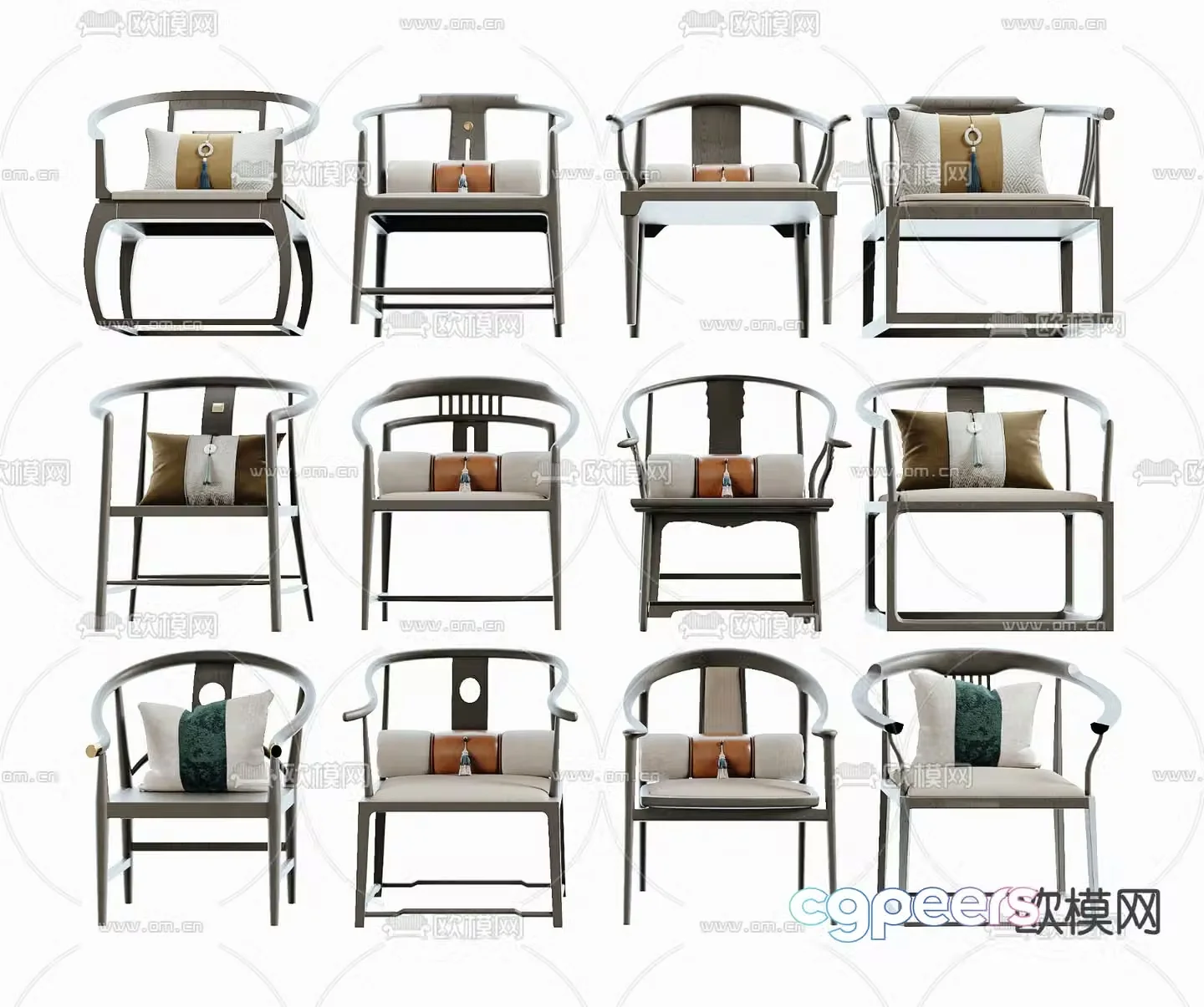 New Chinese style chair arm chair Taishi chair 3d model