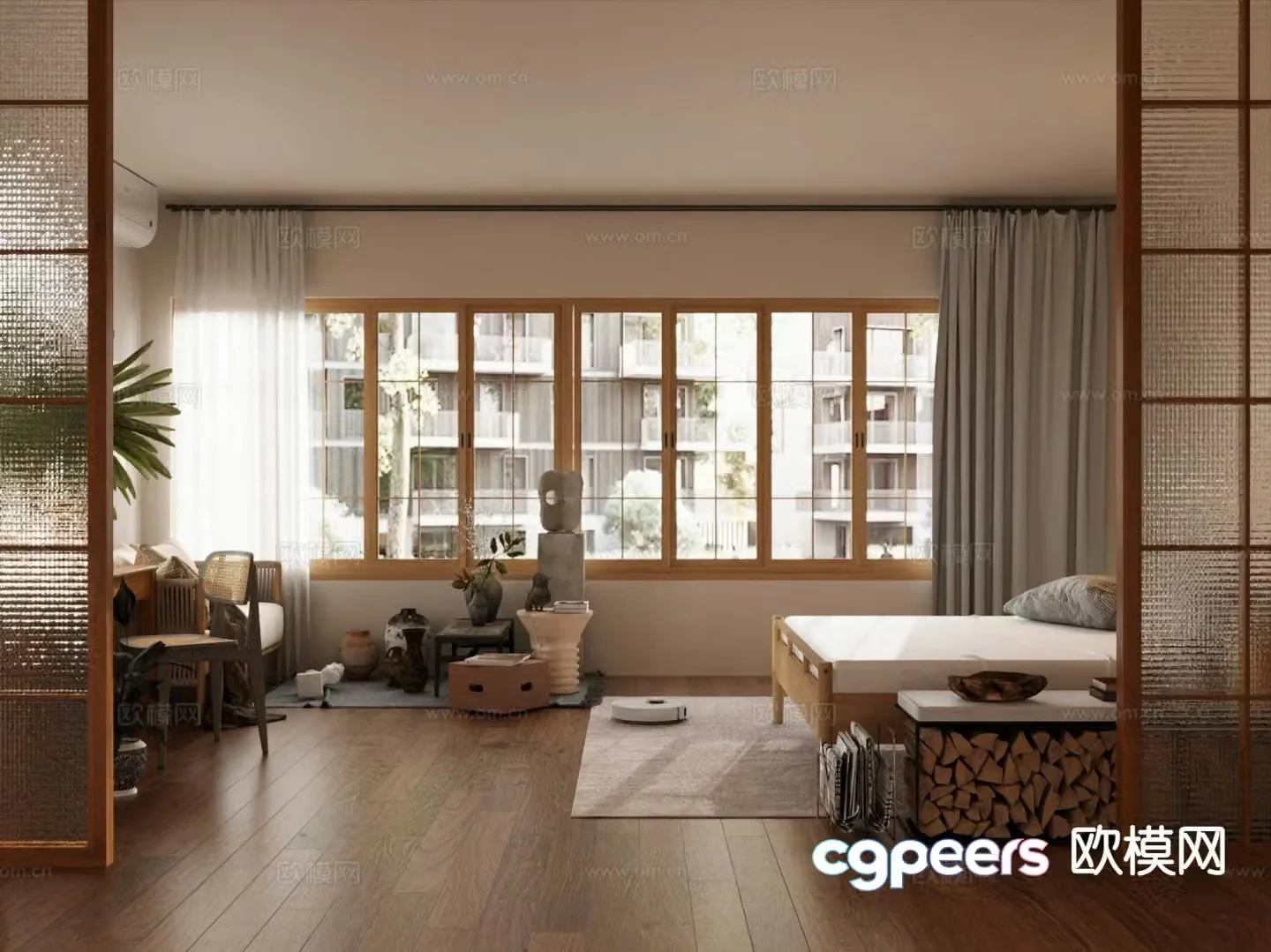 Log style bedroom master bedroom 3d model