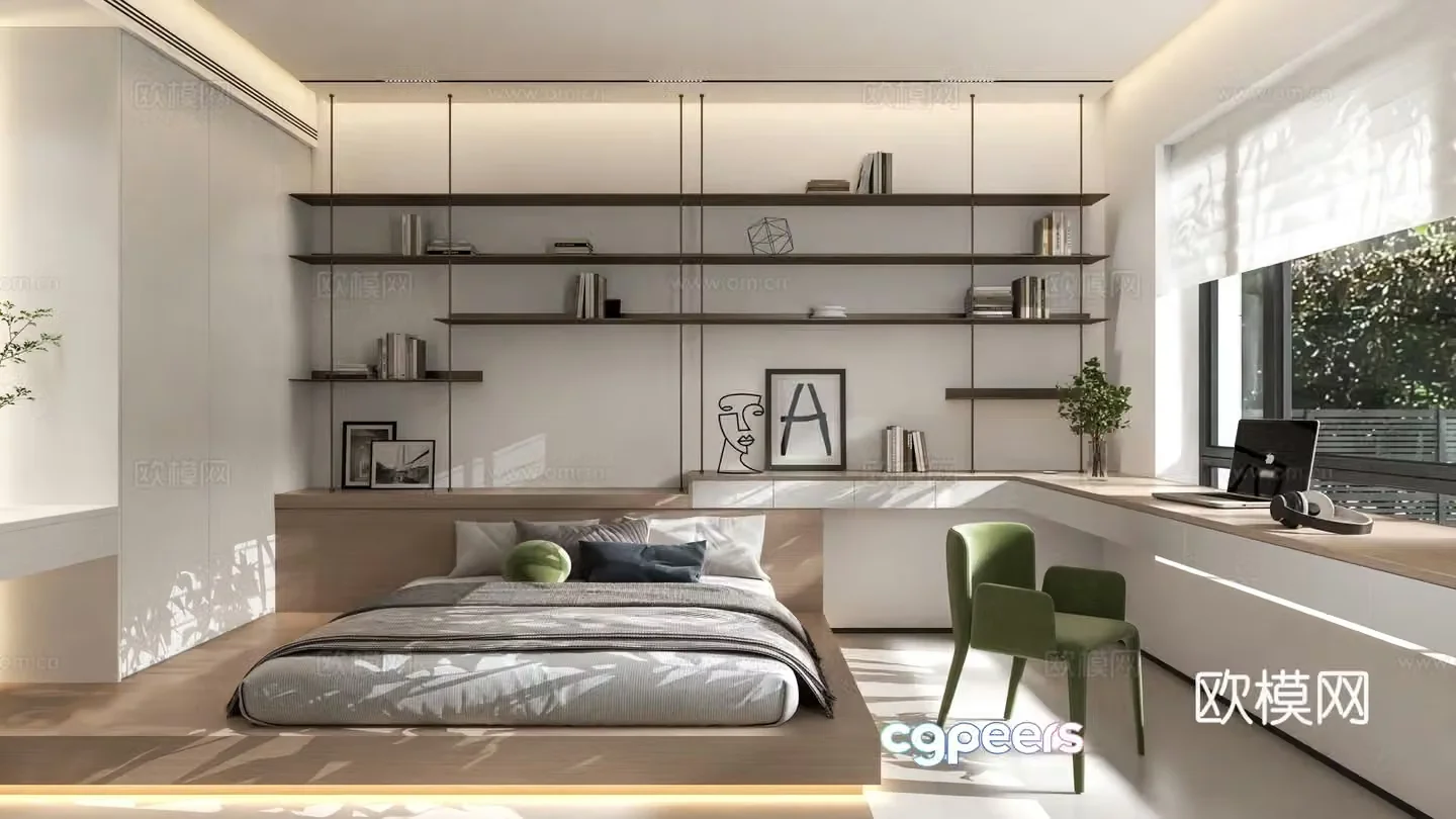 Minimalist bedroom 3d model