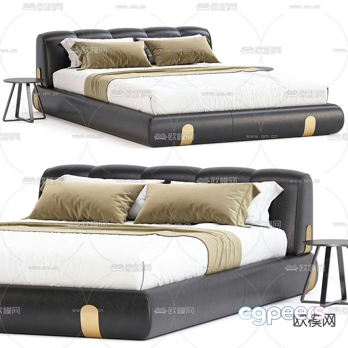 Dune leather double bed 3d model