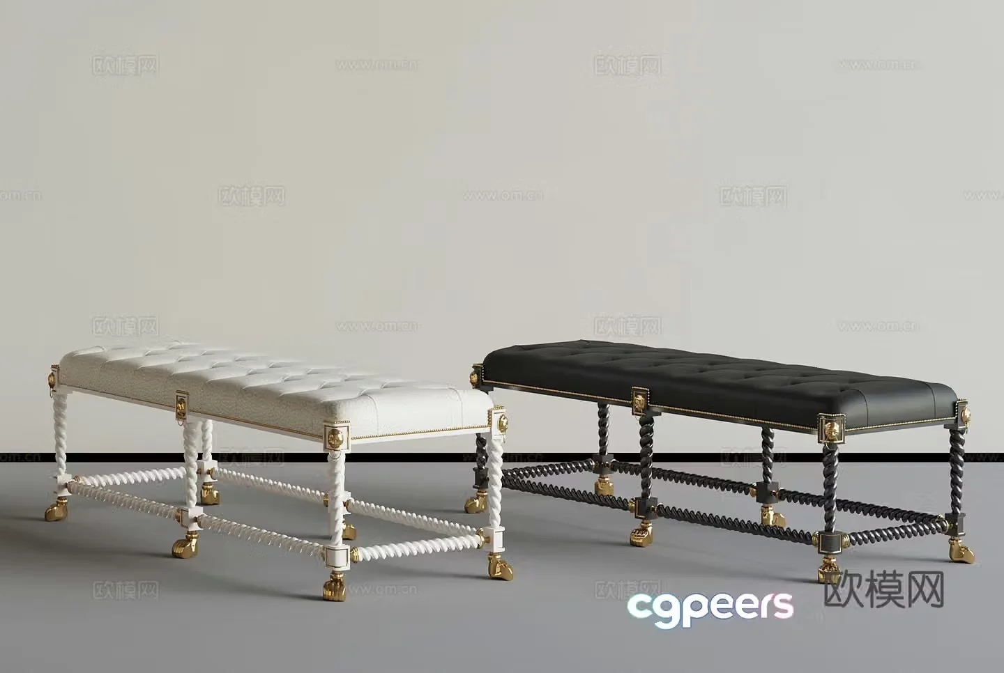 015 Shoe Change Stool French Modern Shoe Change Stool 3D Model