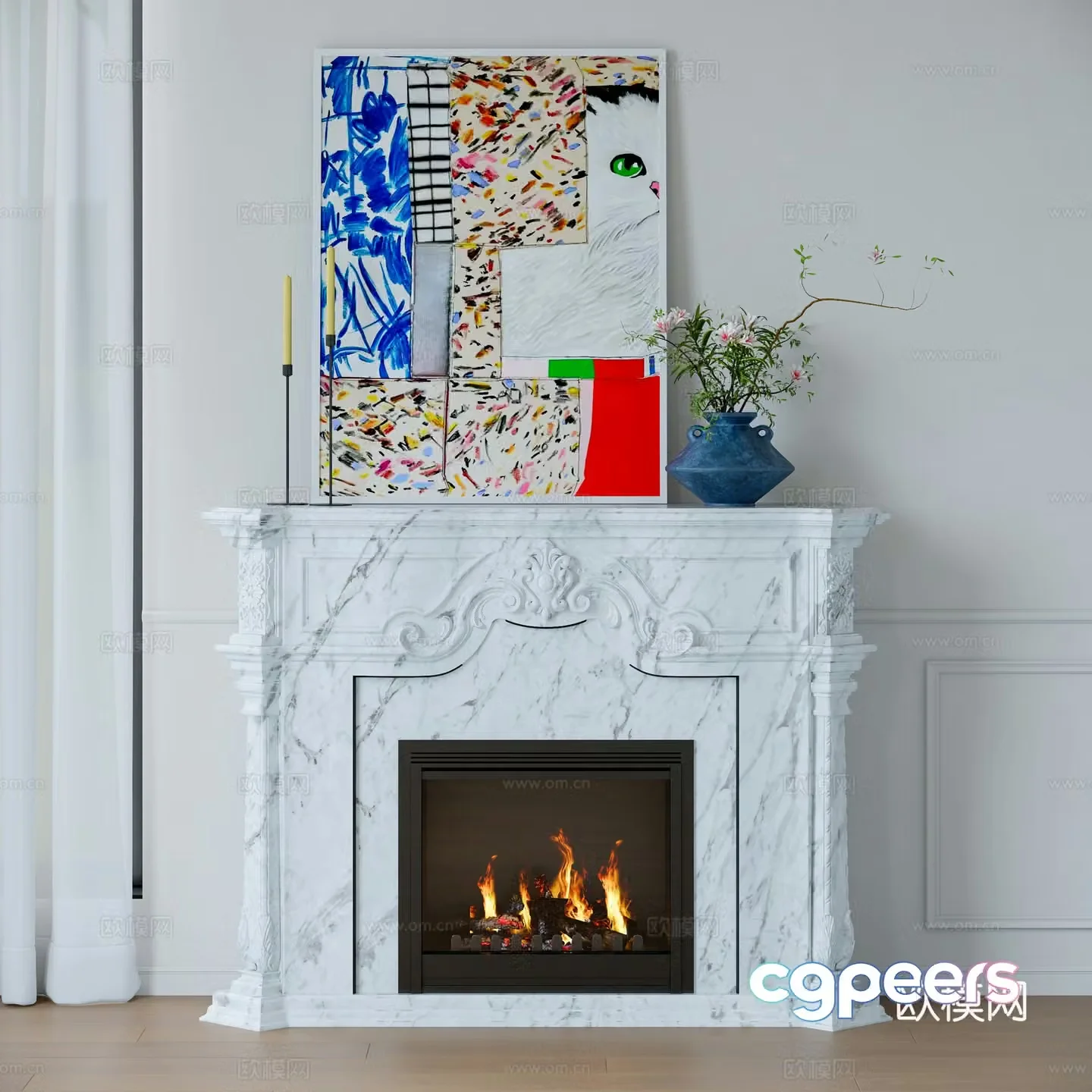 European marble fireplace stove 3d model