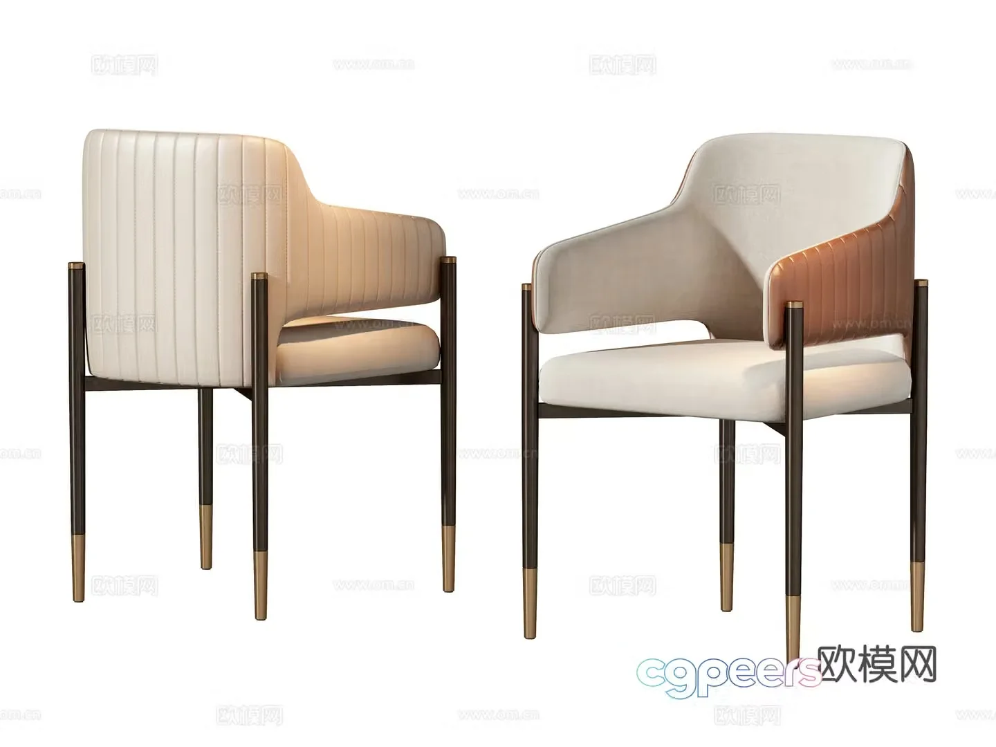 Simple European single chair dining chair 3d model