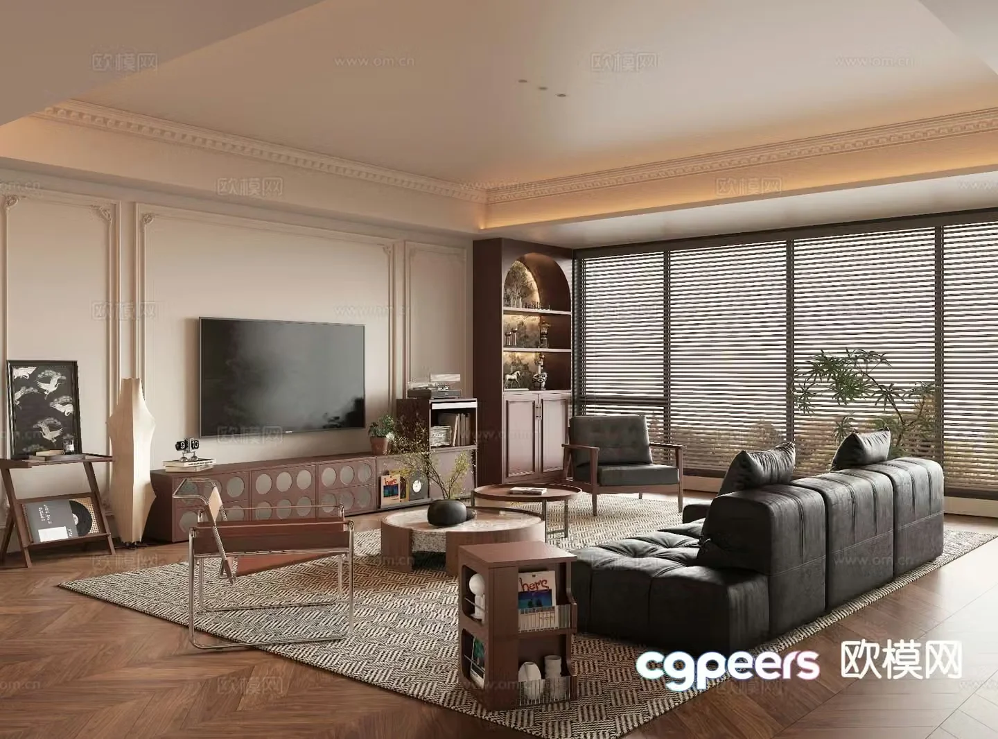 Middle-aged living room 3d model
