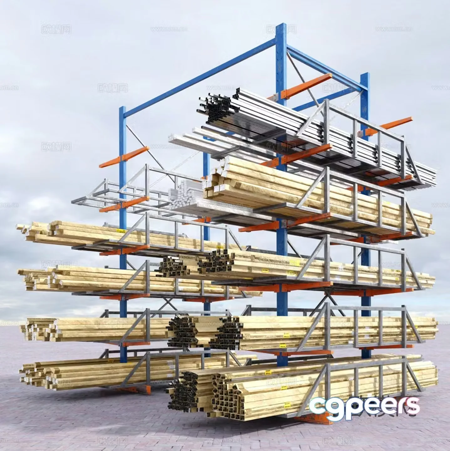 goods shelves warehouse goods warehouse shelves 3d model