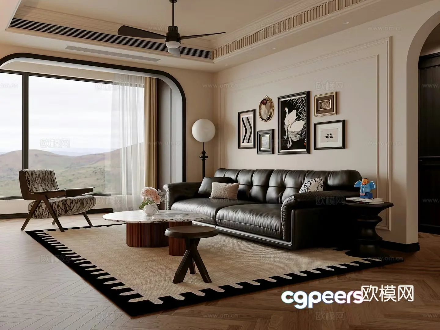 French medieval style living room 3d model