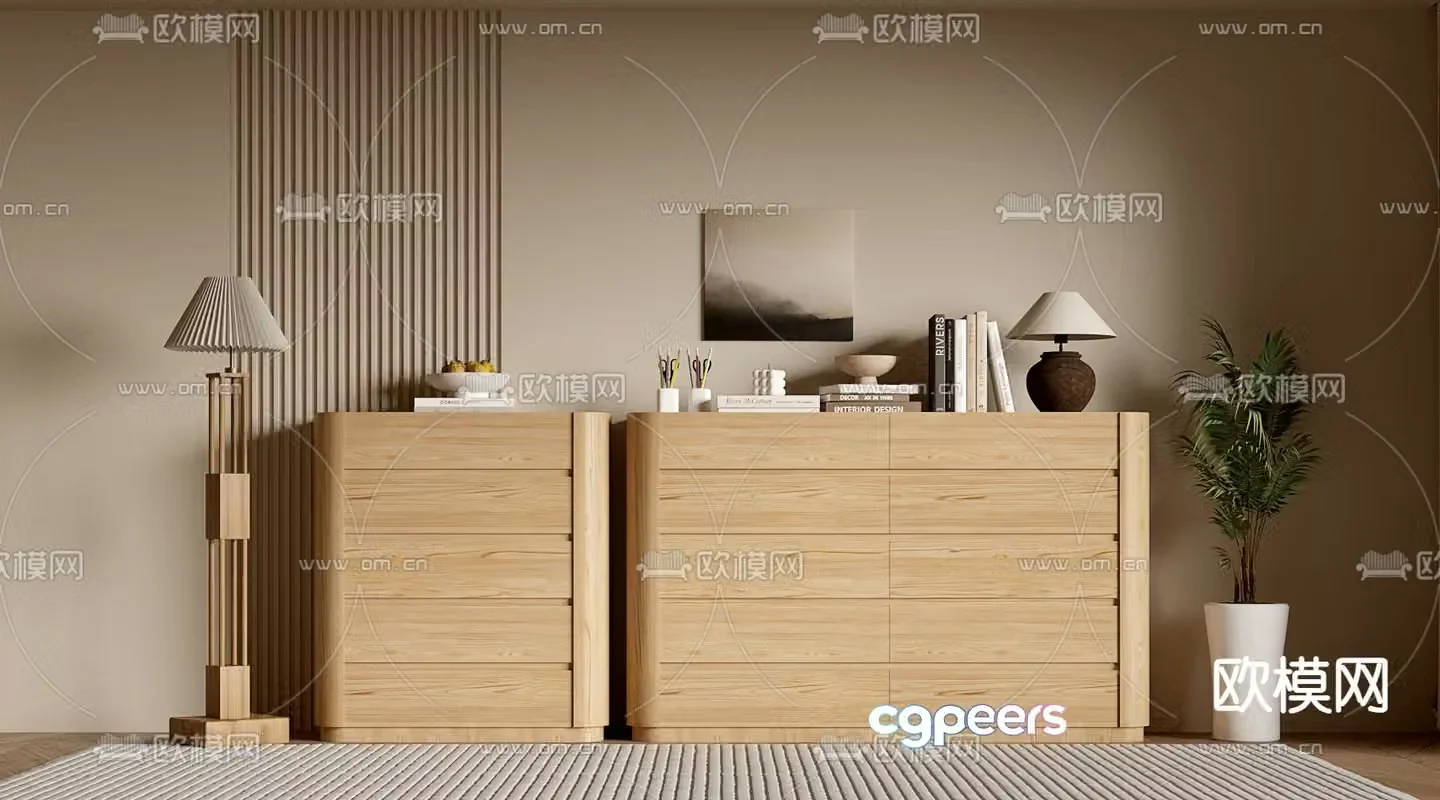 Log chest of drawers 3D model