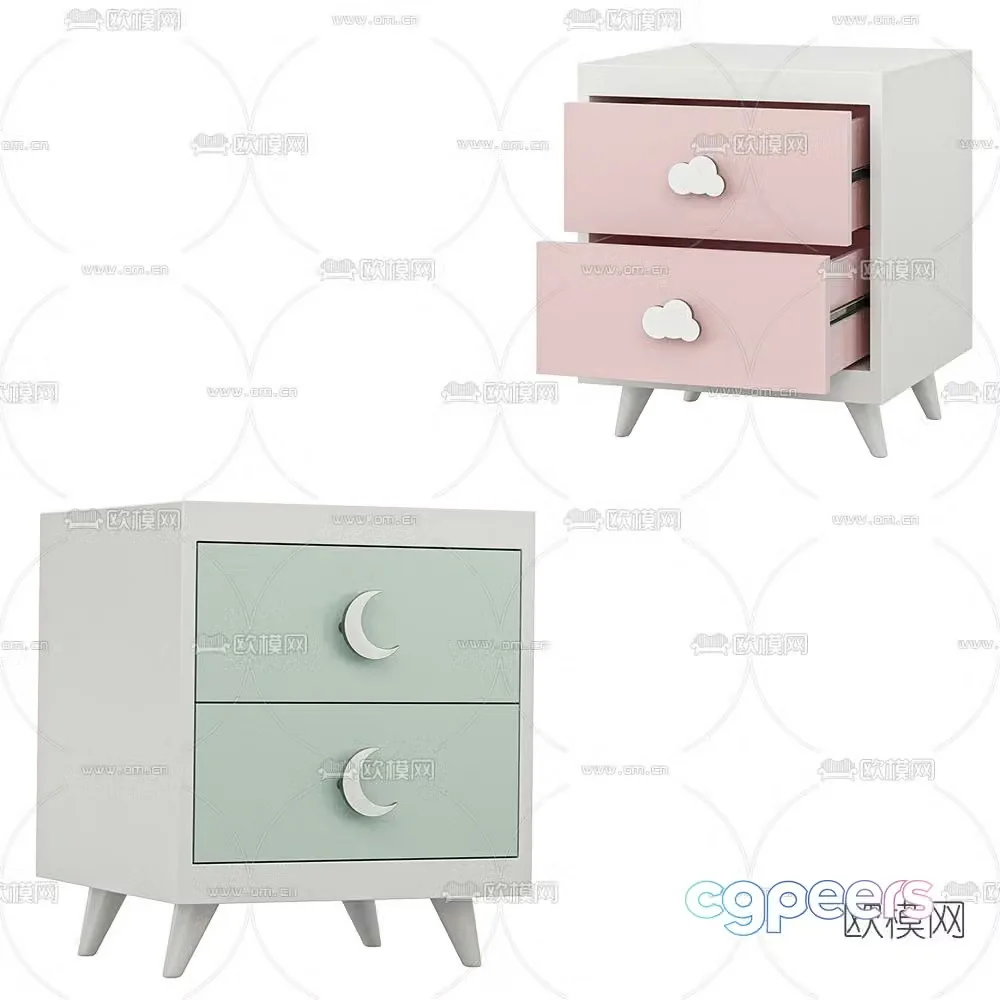 Nordic children’s bedside table 3d model