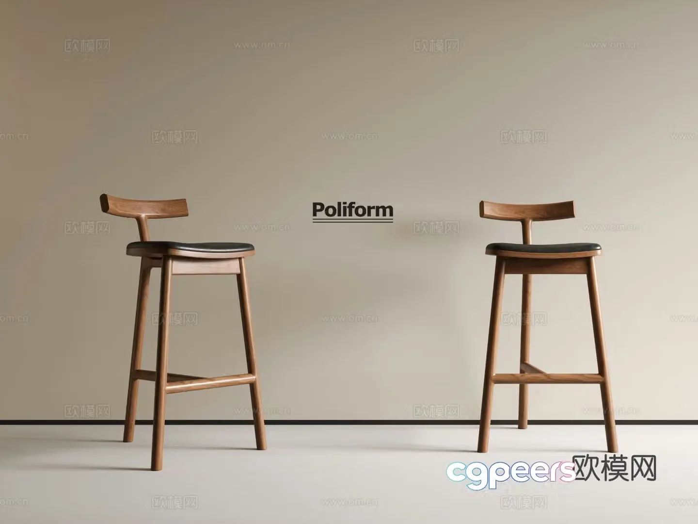 Medieval style bar chair bar stool high stool 3D model