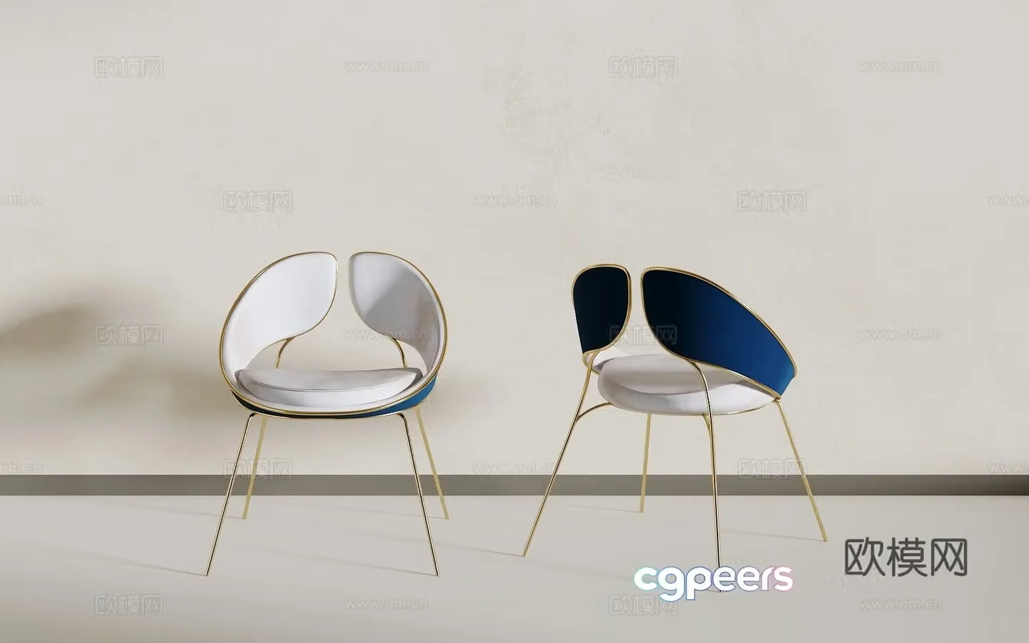 Light luxury dining chair 3D model