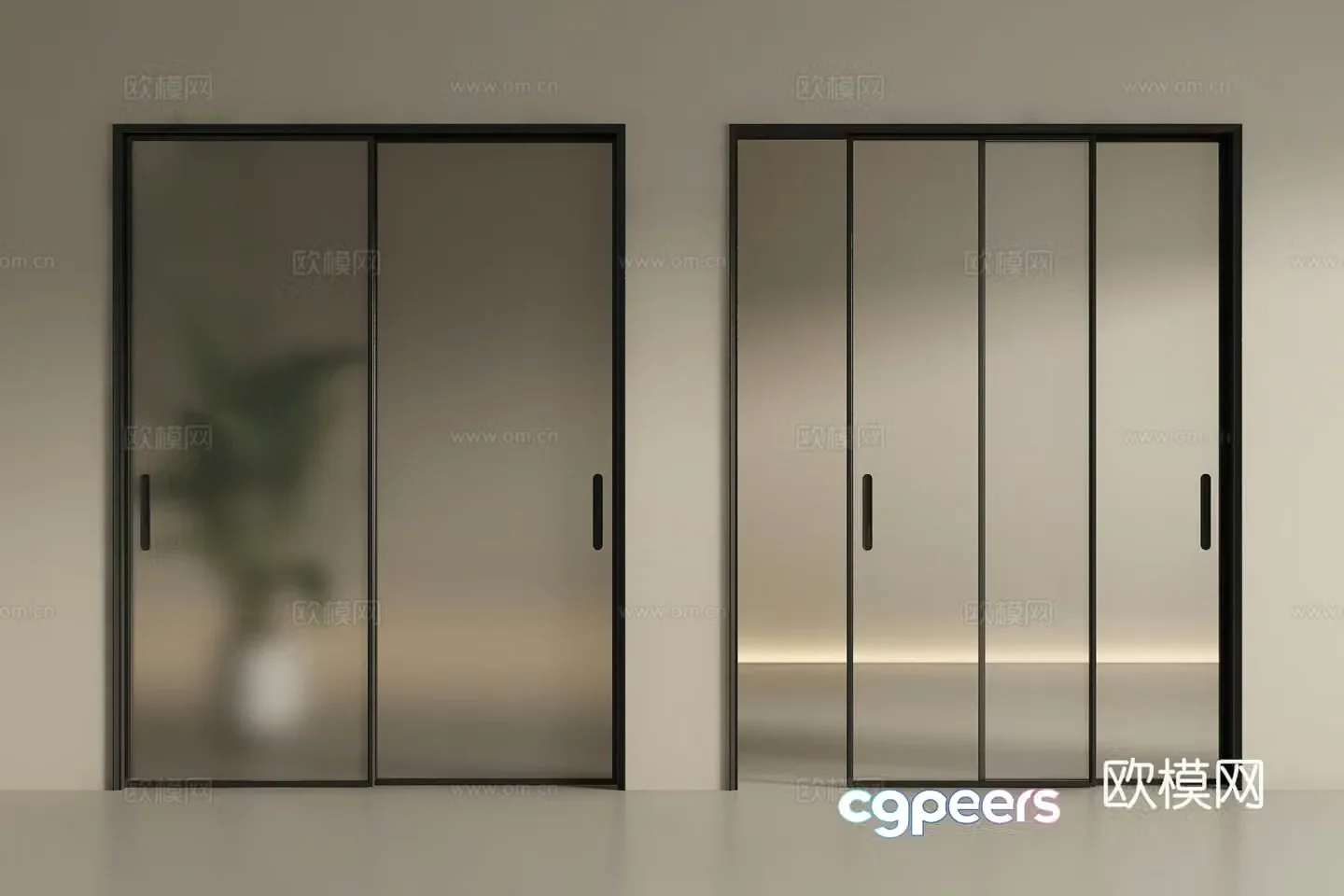 Modern sliding door glass sliding door kitchen sliding door bathroom sliding door 3d model