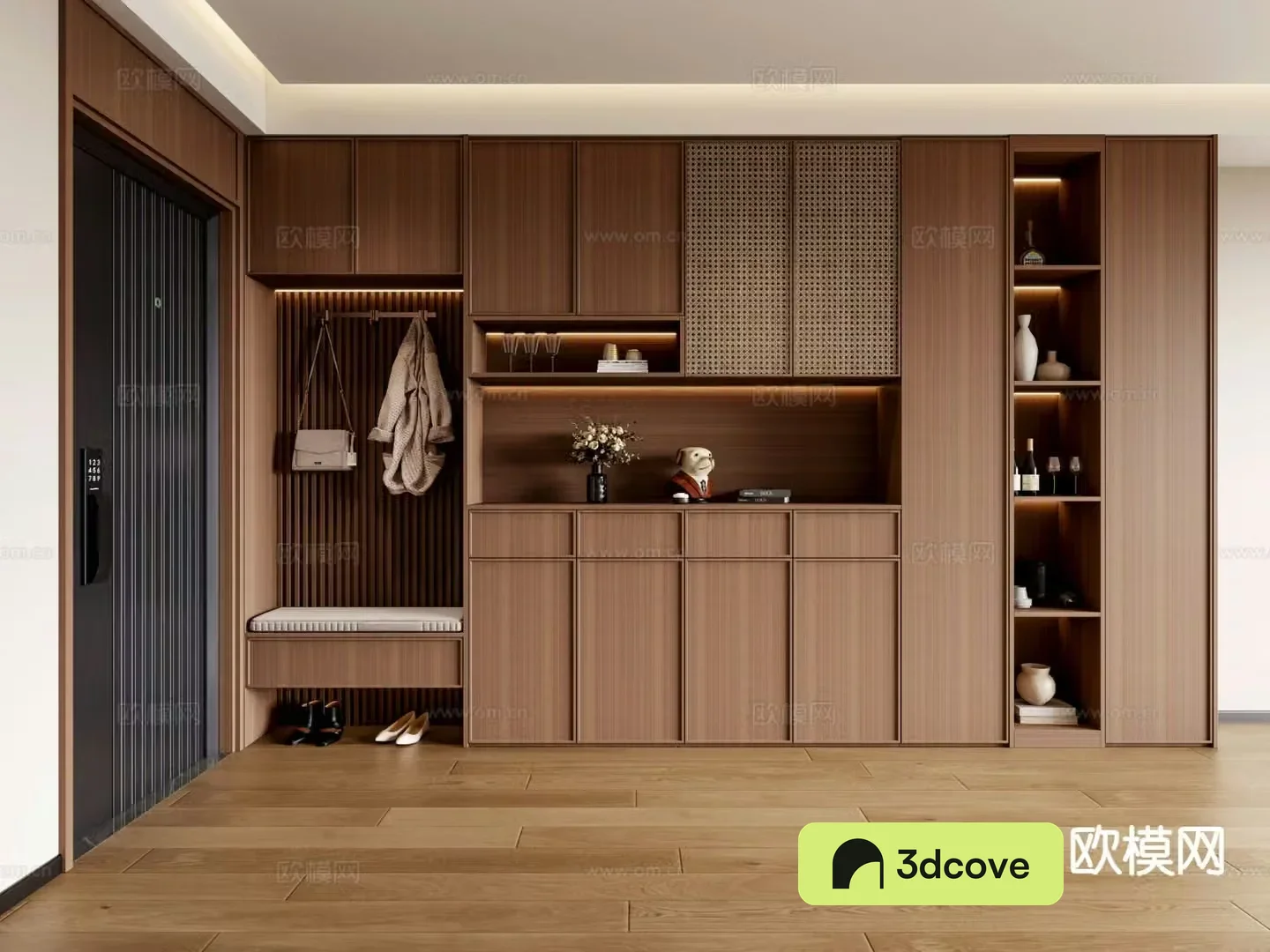 Middle-aged shoe cabinet entrance shoe cabinet 3D model