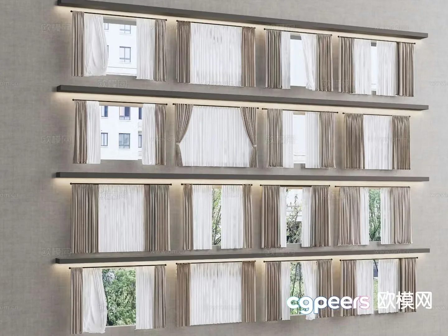 Modern universal curtain screen window screen 3d model