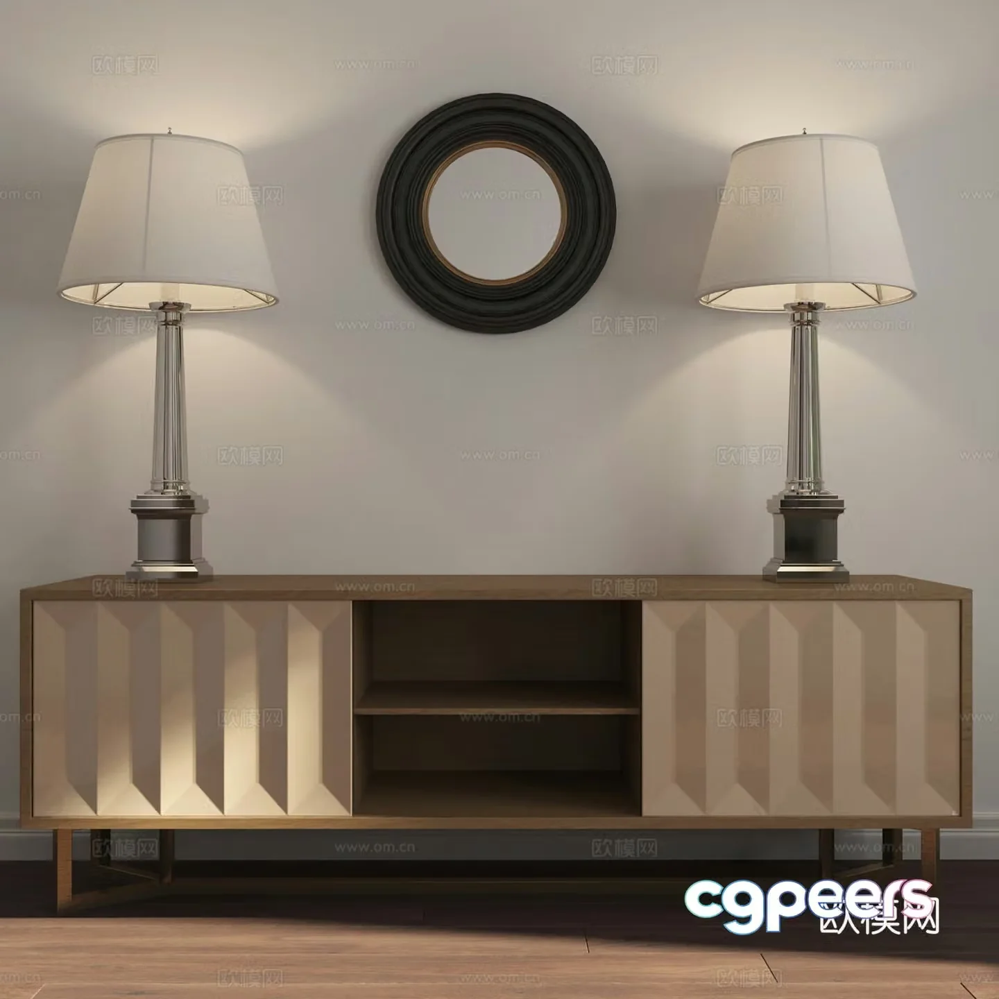 Modern TV cabinet Decorative cabinet Desk lighting decoration combination 3D model