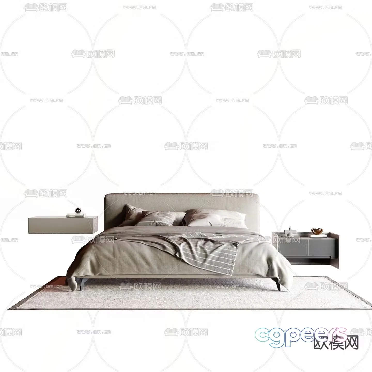Modern double bed 3d model