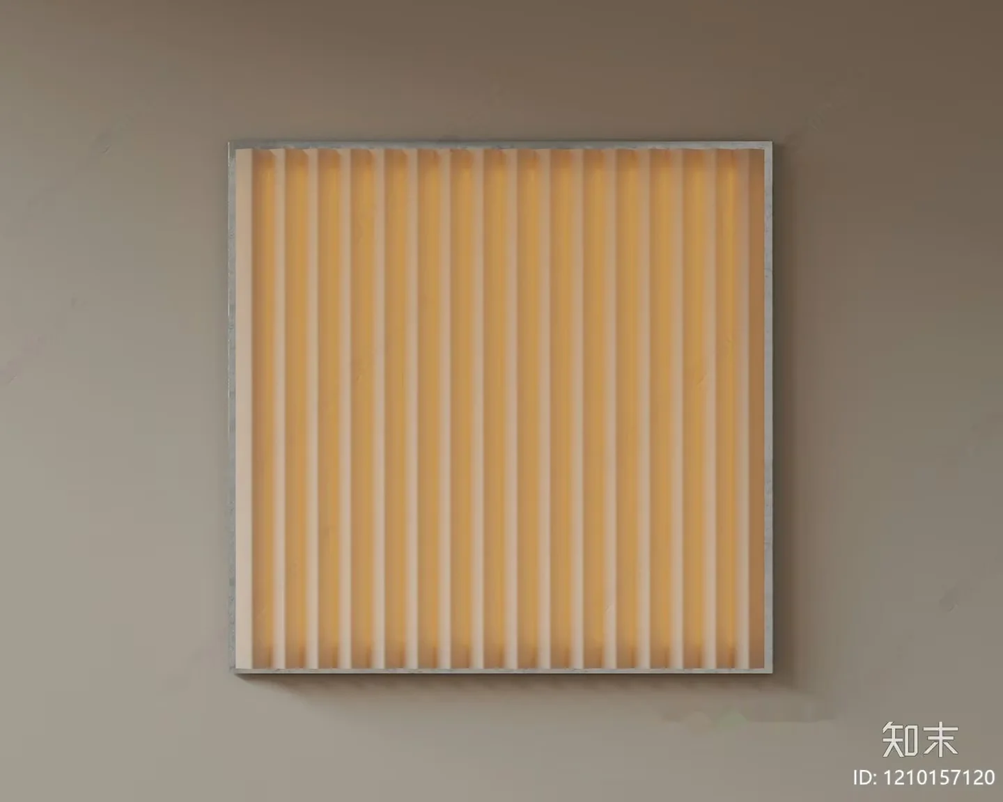 A Square Light Fixture With Vertical Slats 3D Model – 9268 – VRAY Render
