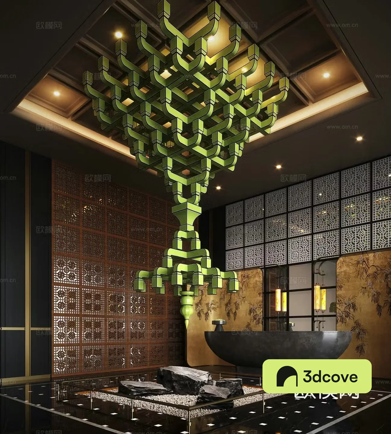 New Chinese hotel lobby bracket installation sculpture installation upside down device