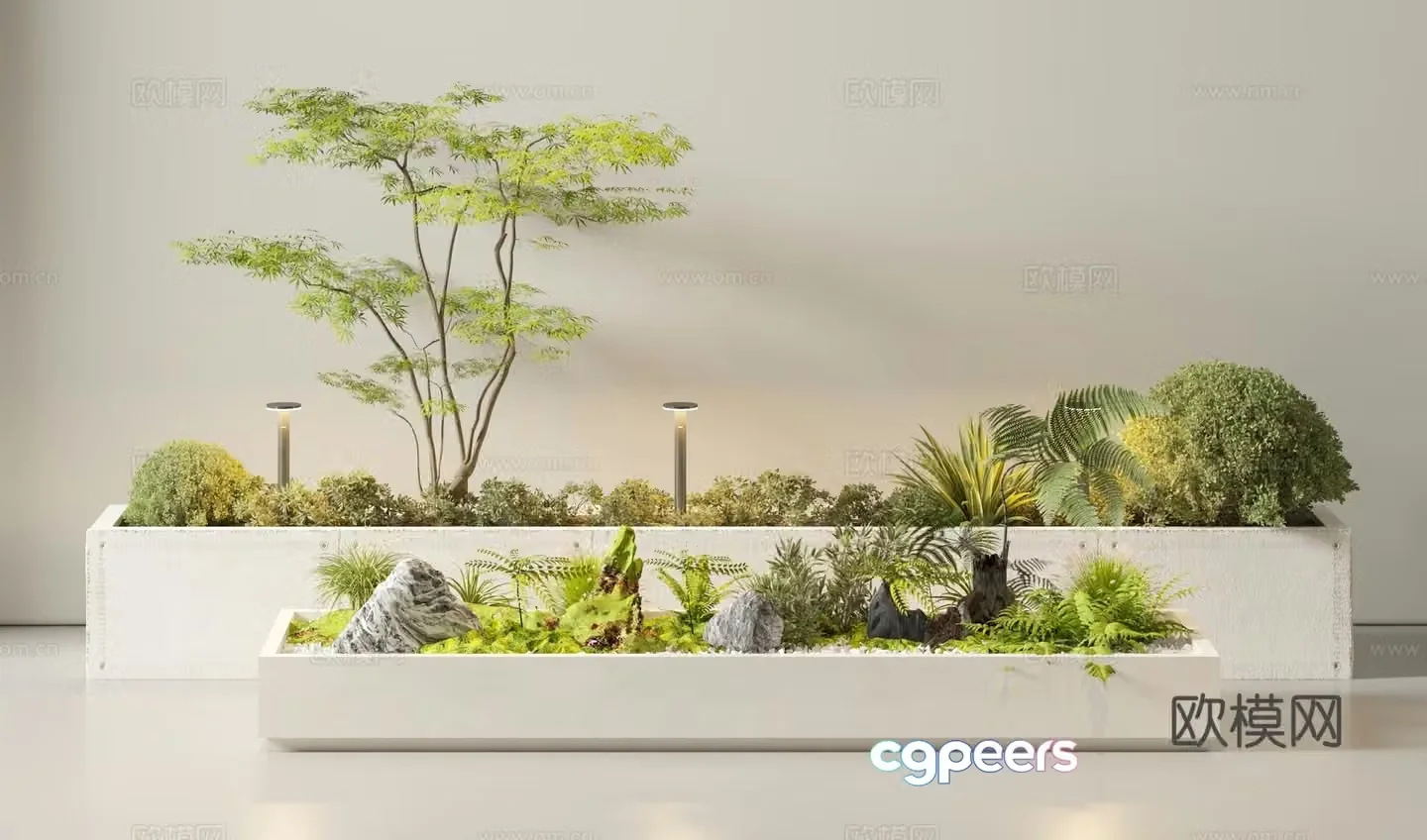 Modern plant heap flower box flower bed 3d model
